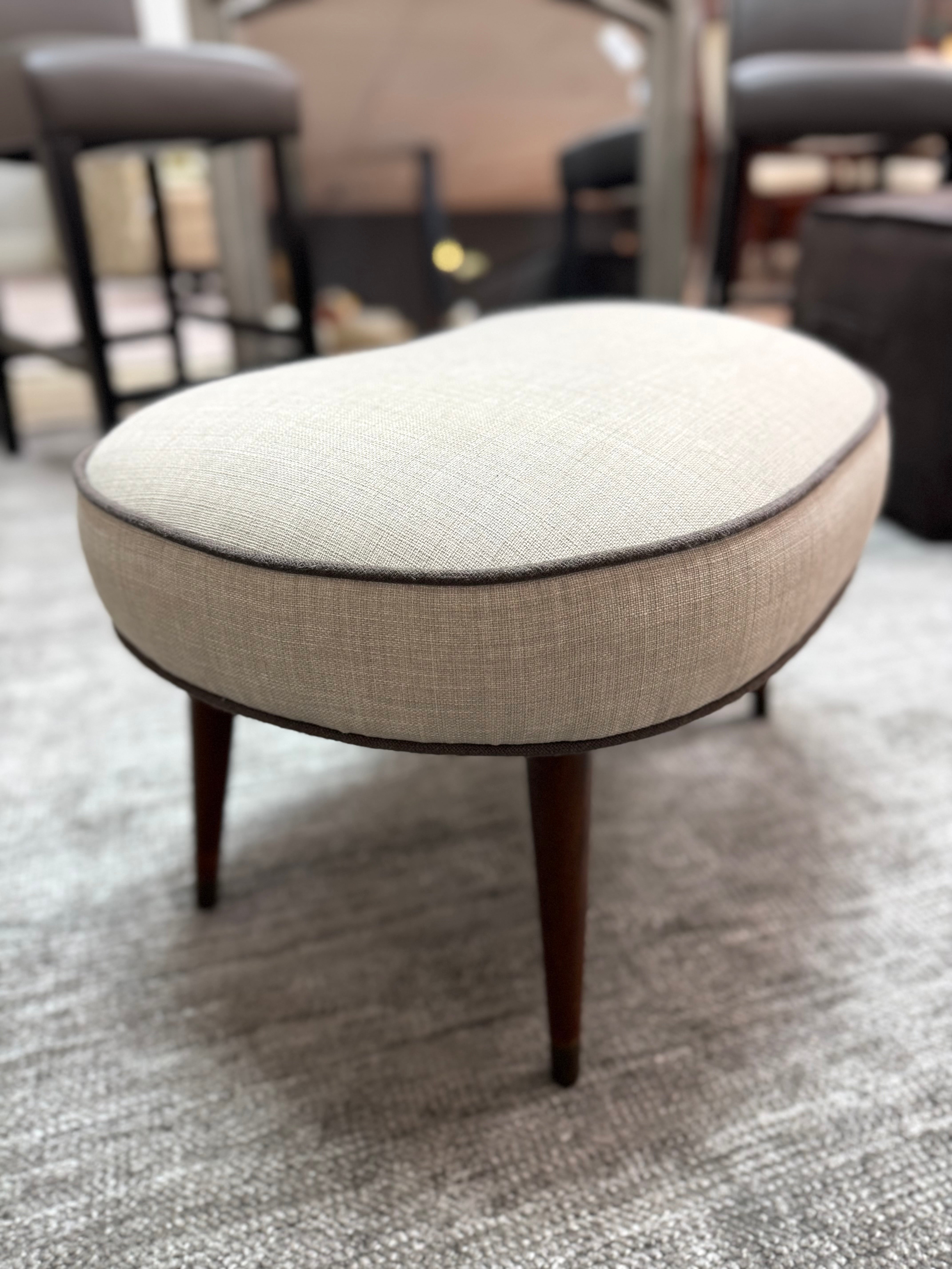Natural Linen Kidney Stool