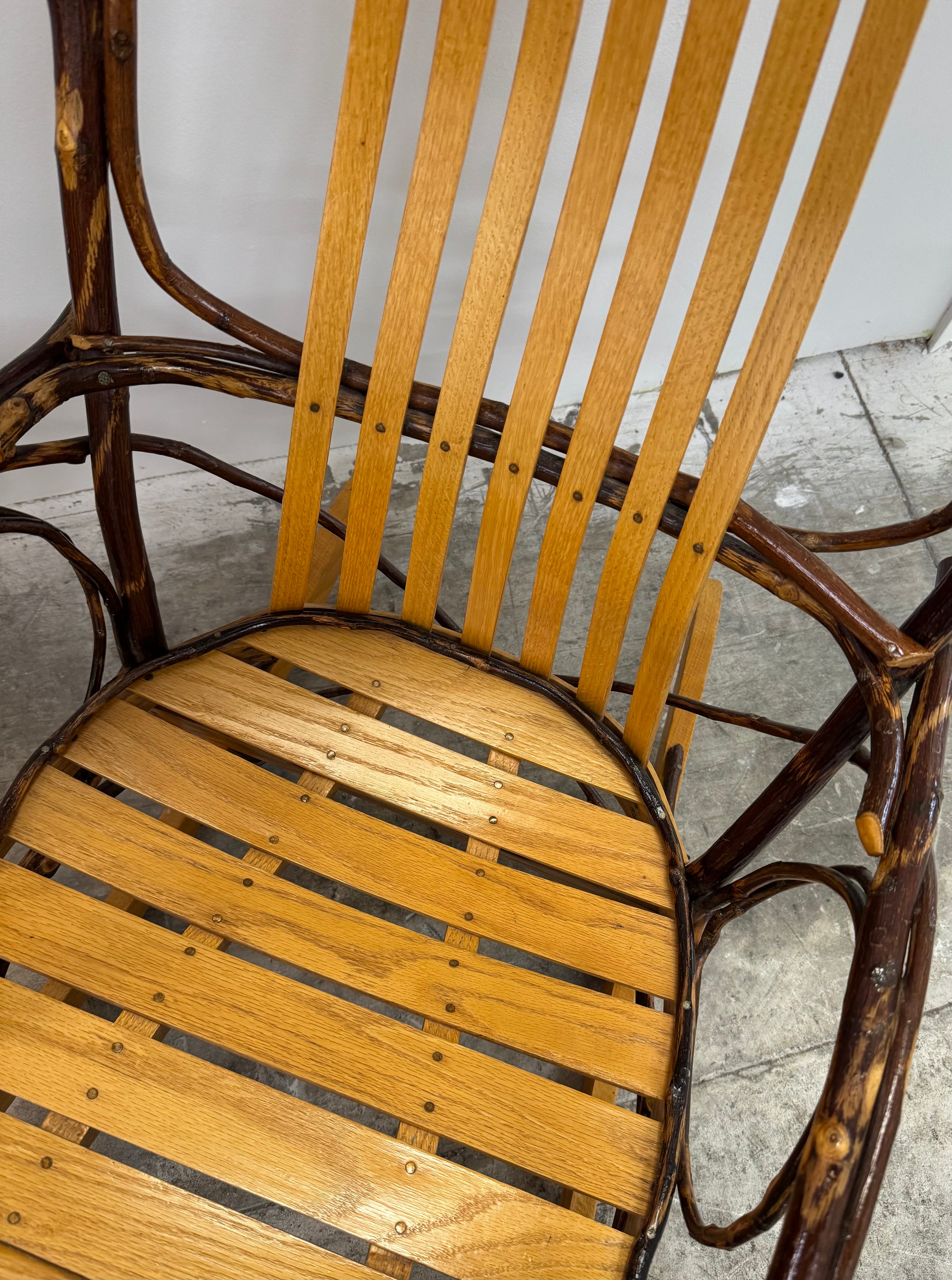 Rustic Adirondack Bent Hickory Rocking Chair