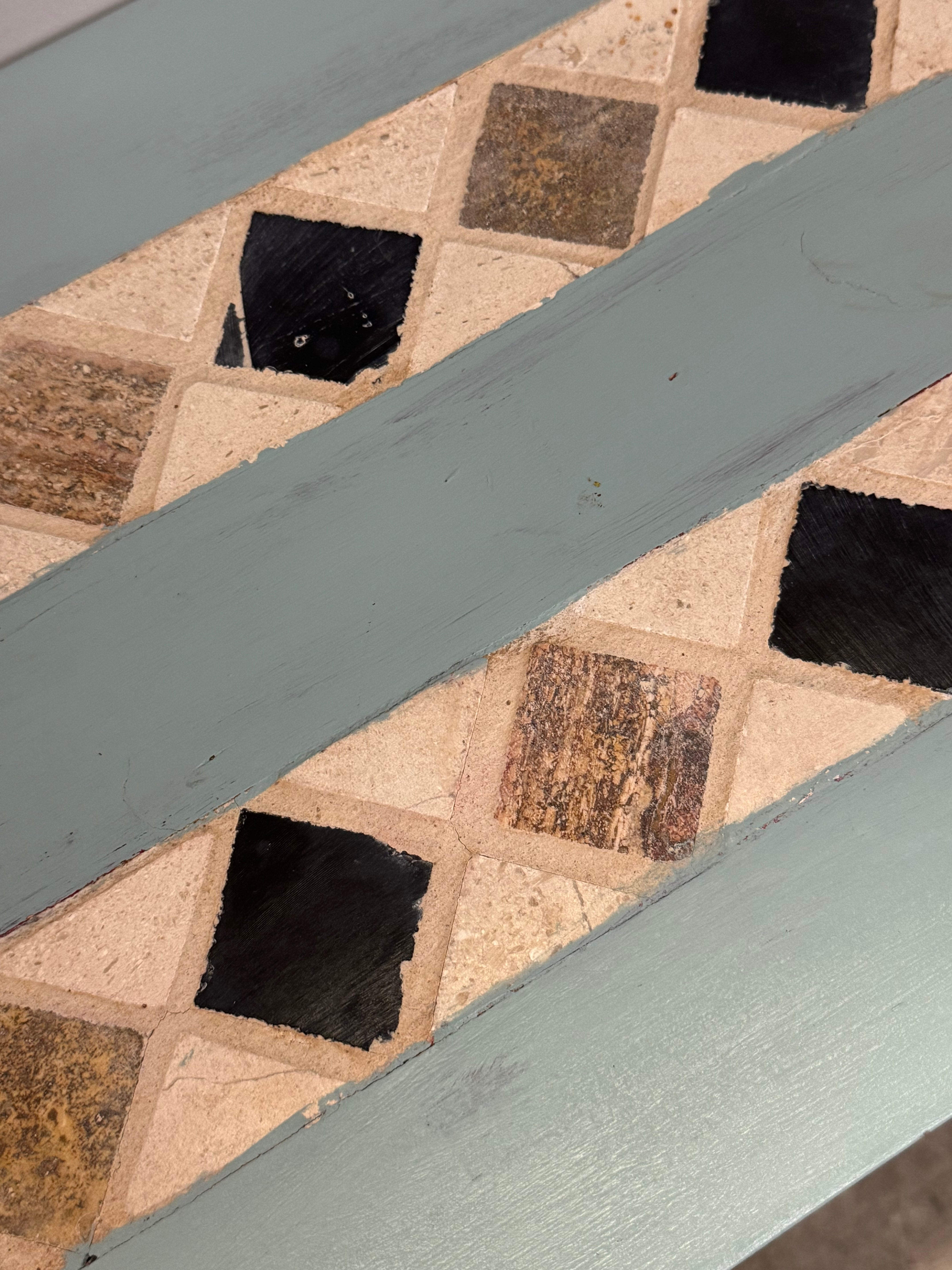 French Blue Console with Diamond Tile Top