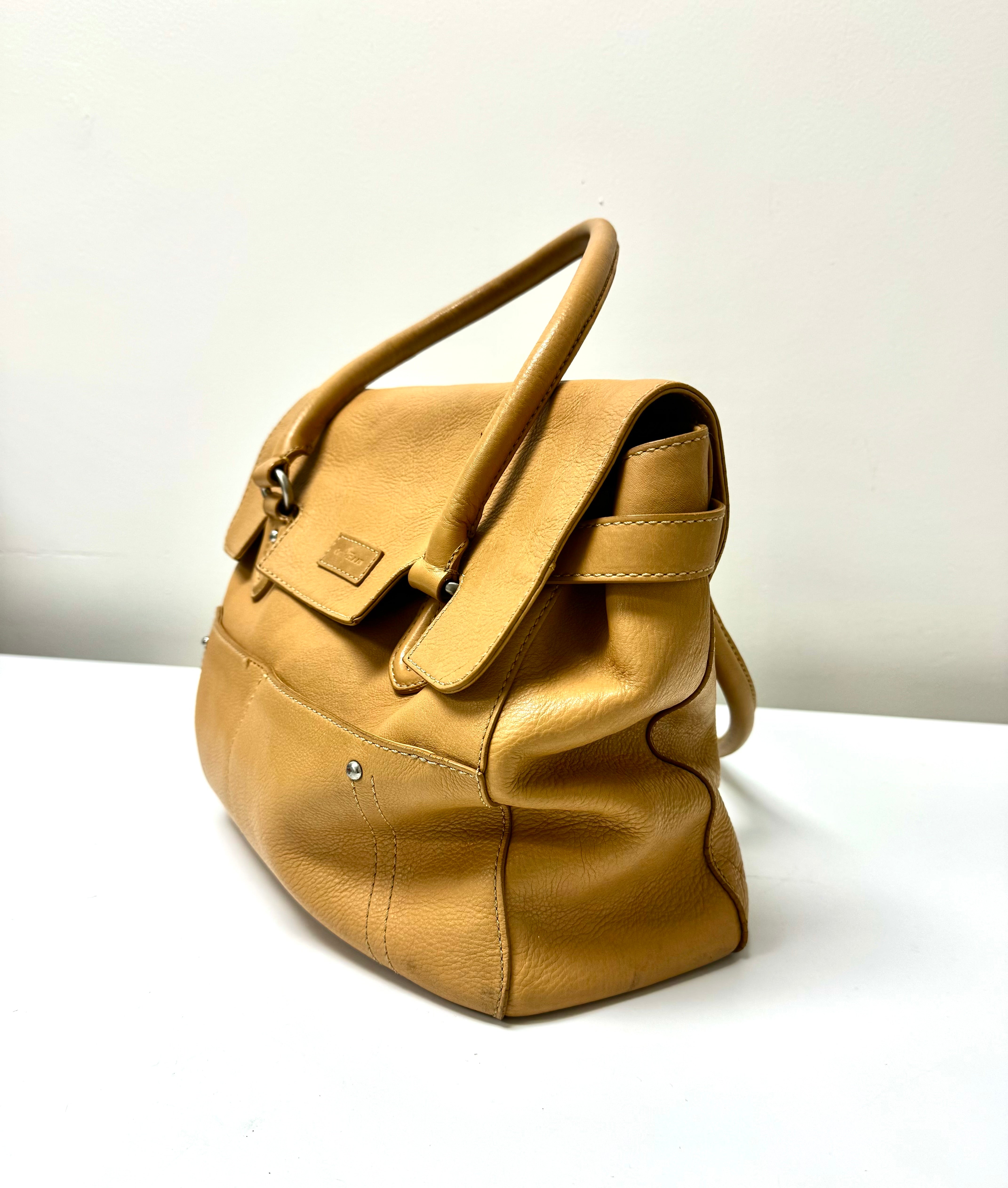 COLE HAAN Tan Pebble Leather Handbag