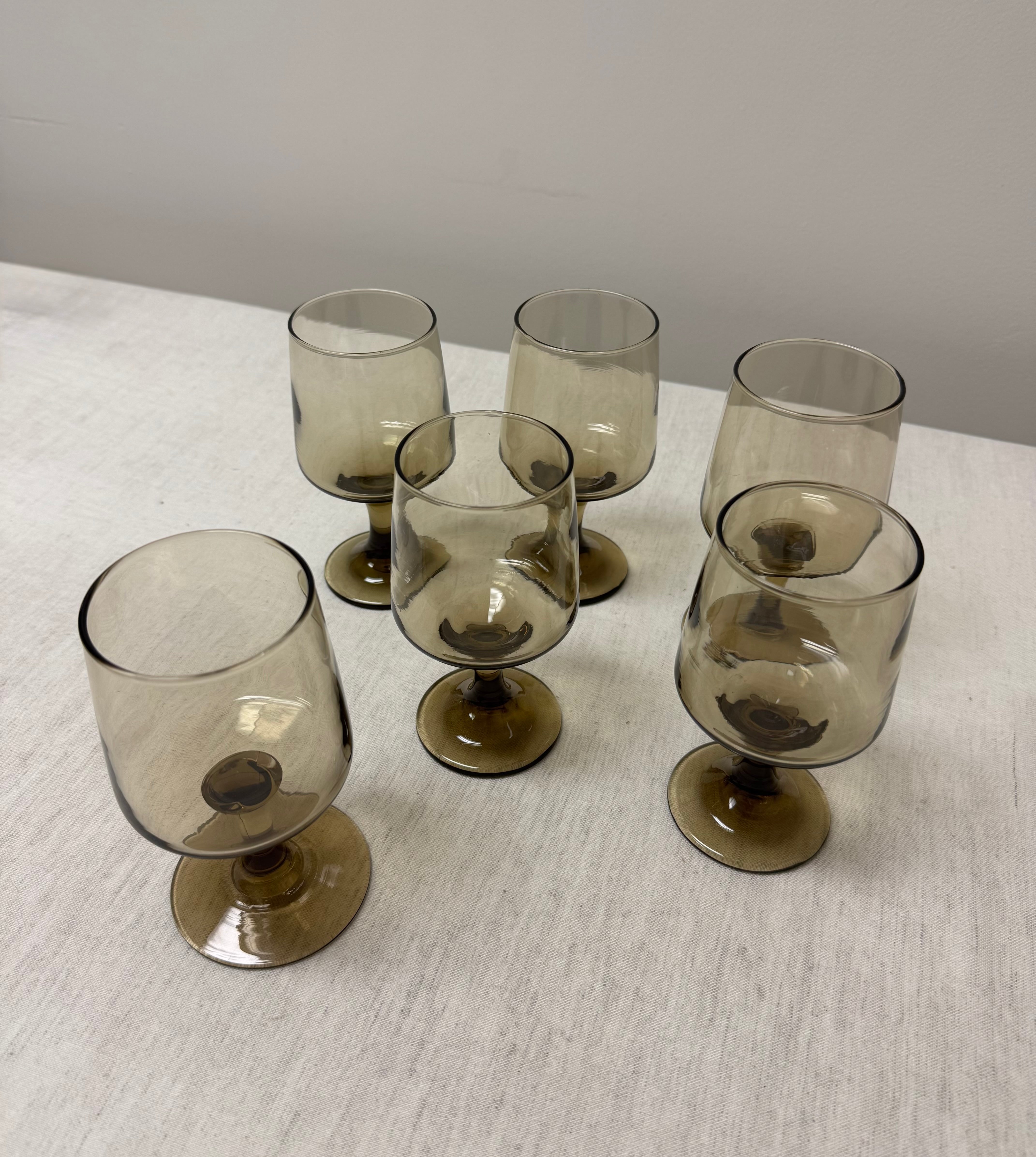 Vintage LIBBEY Tawny Smoke Water Glasses Set of 6