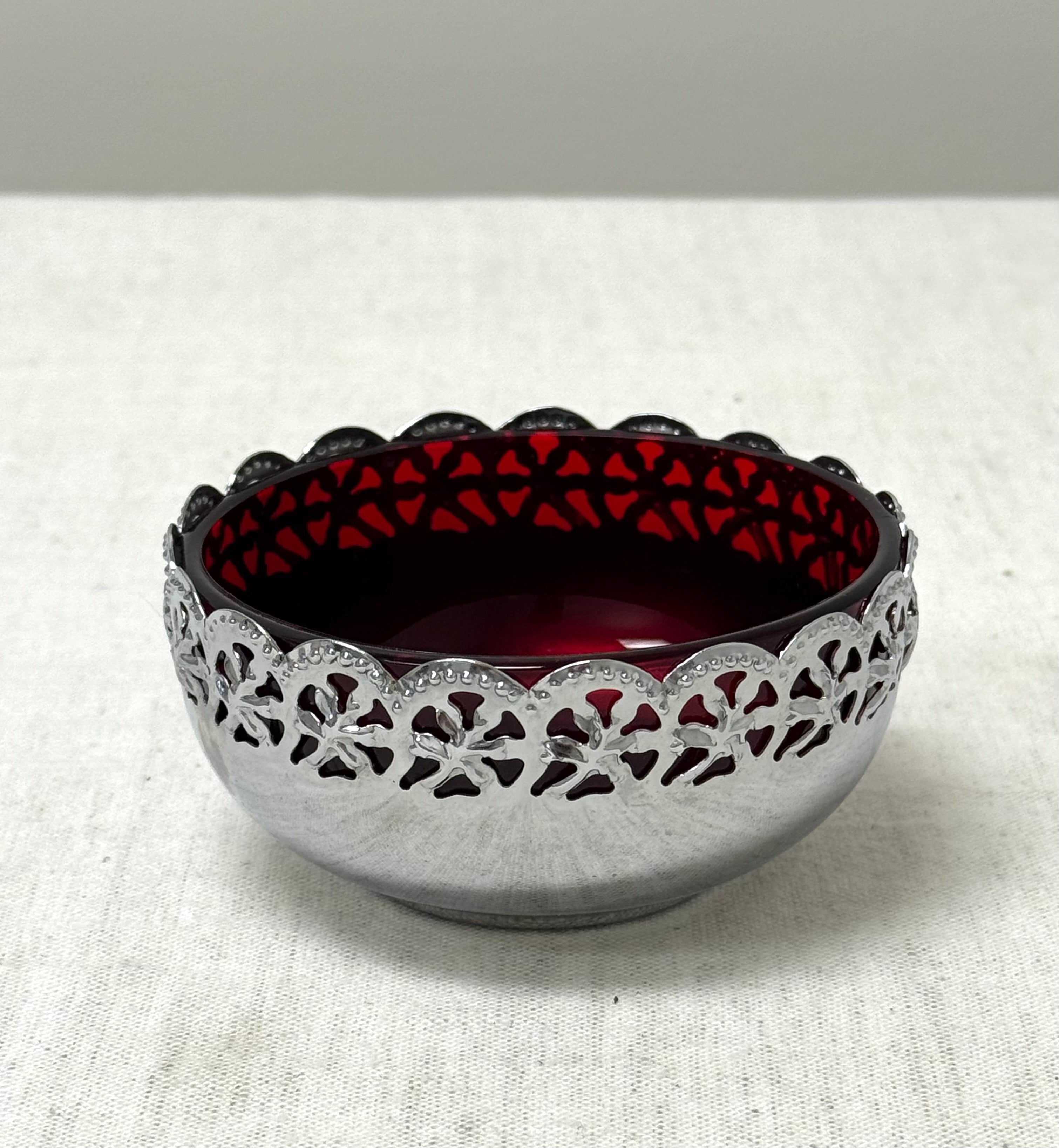 CELTIC Dish with Ruby Red Glass Bowl