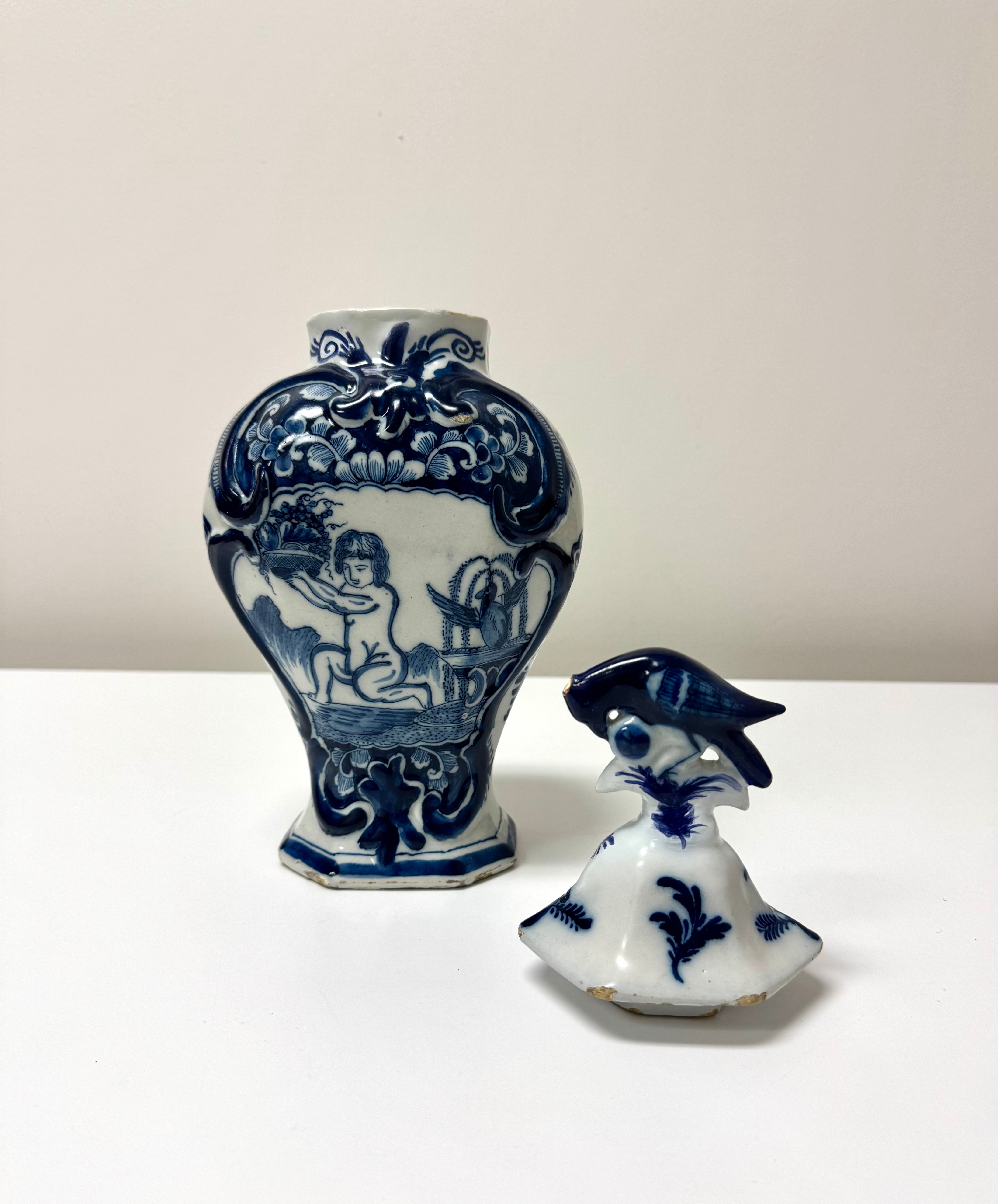 Antique DELFT Covered Urn