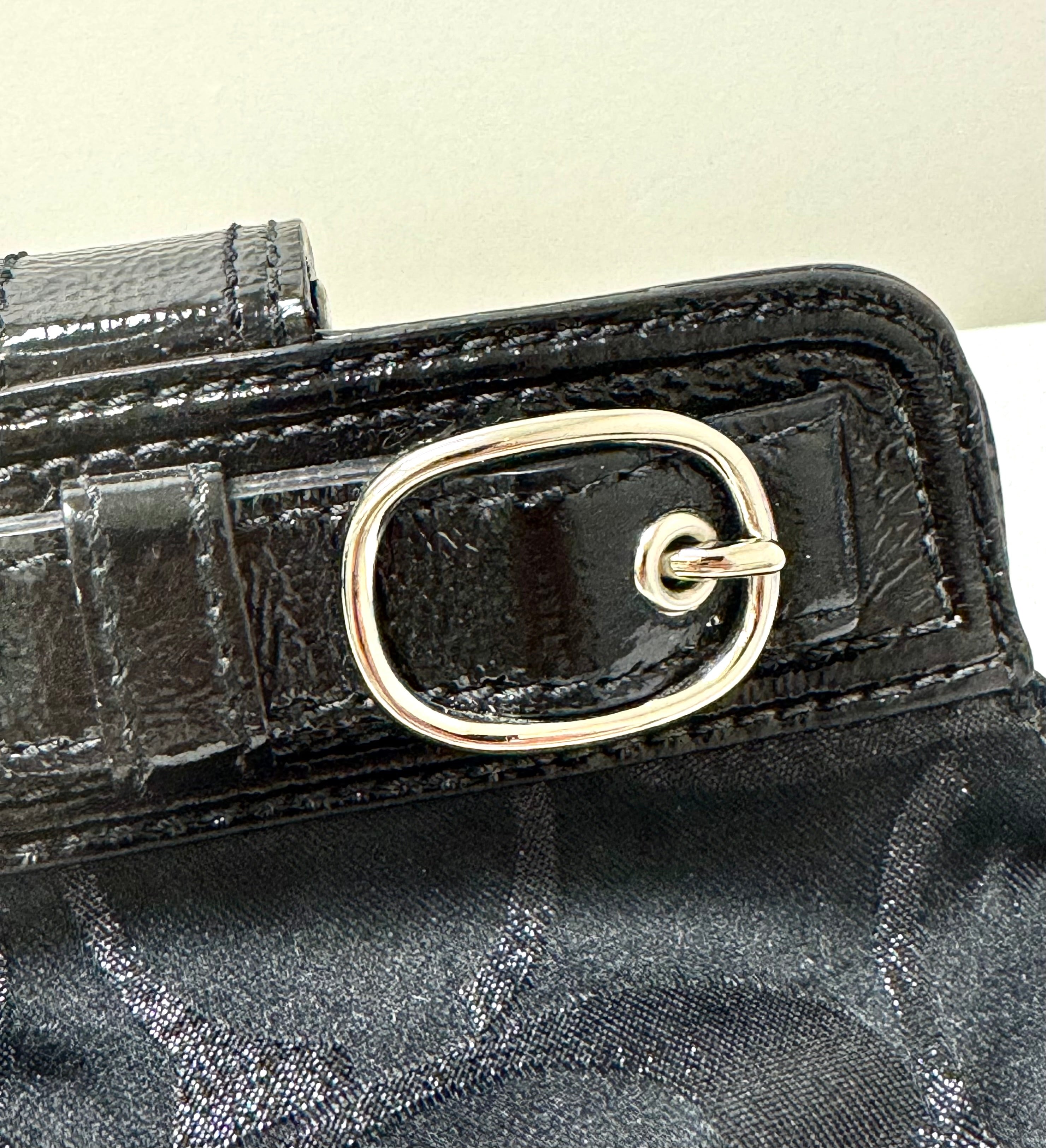 COACH 'Garnet Signature' Black Magic Nylon Satchel