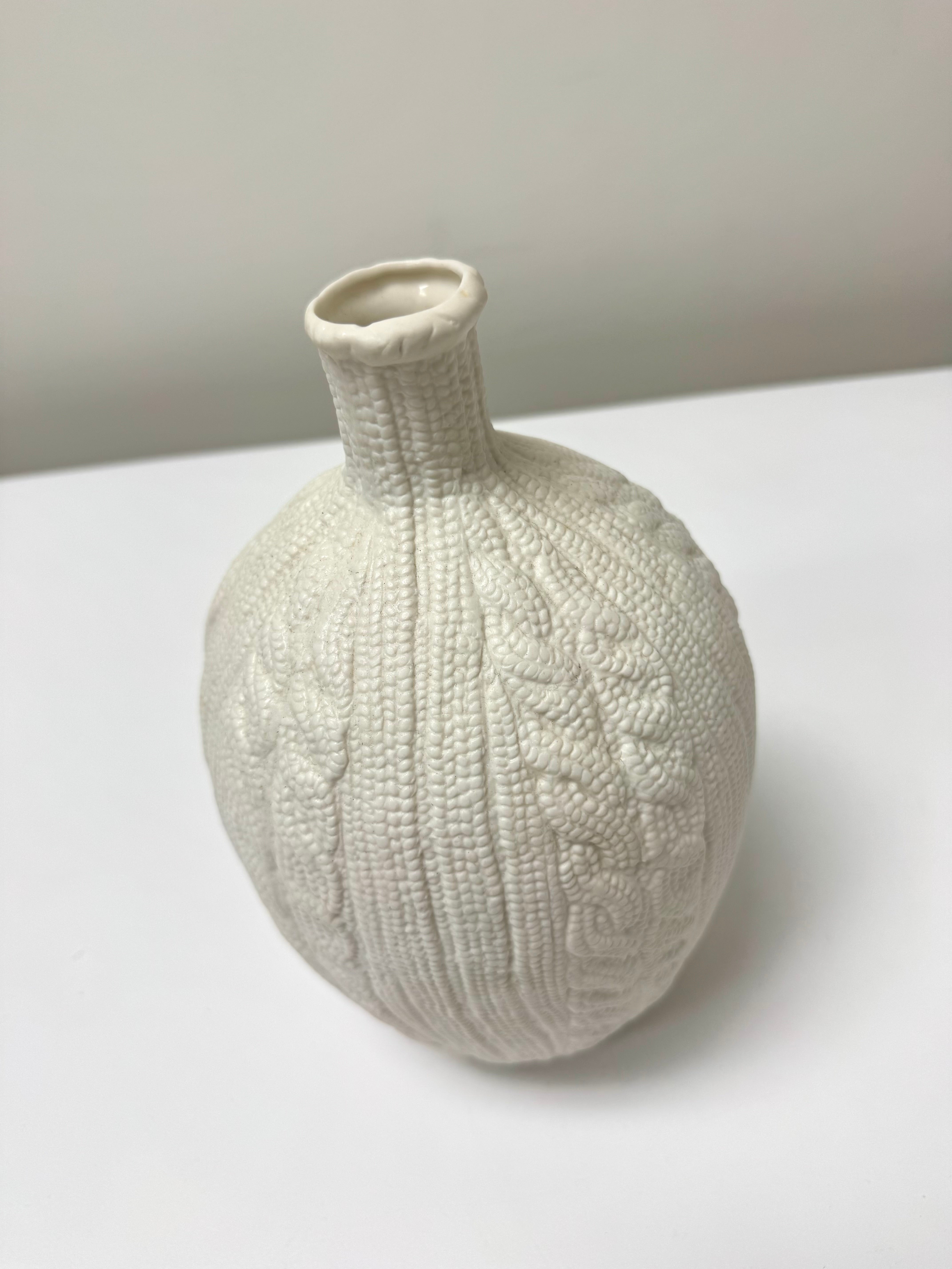 CRATE & BARREL Cable Knit Ceramic Vase