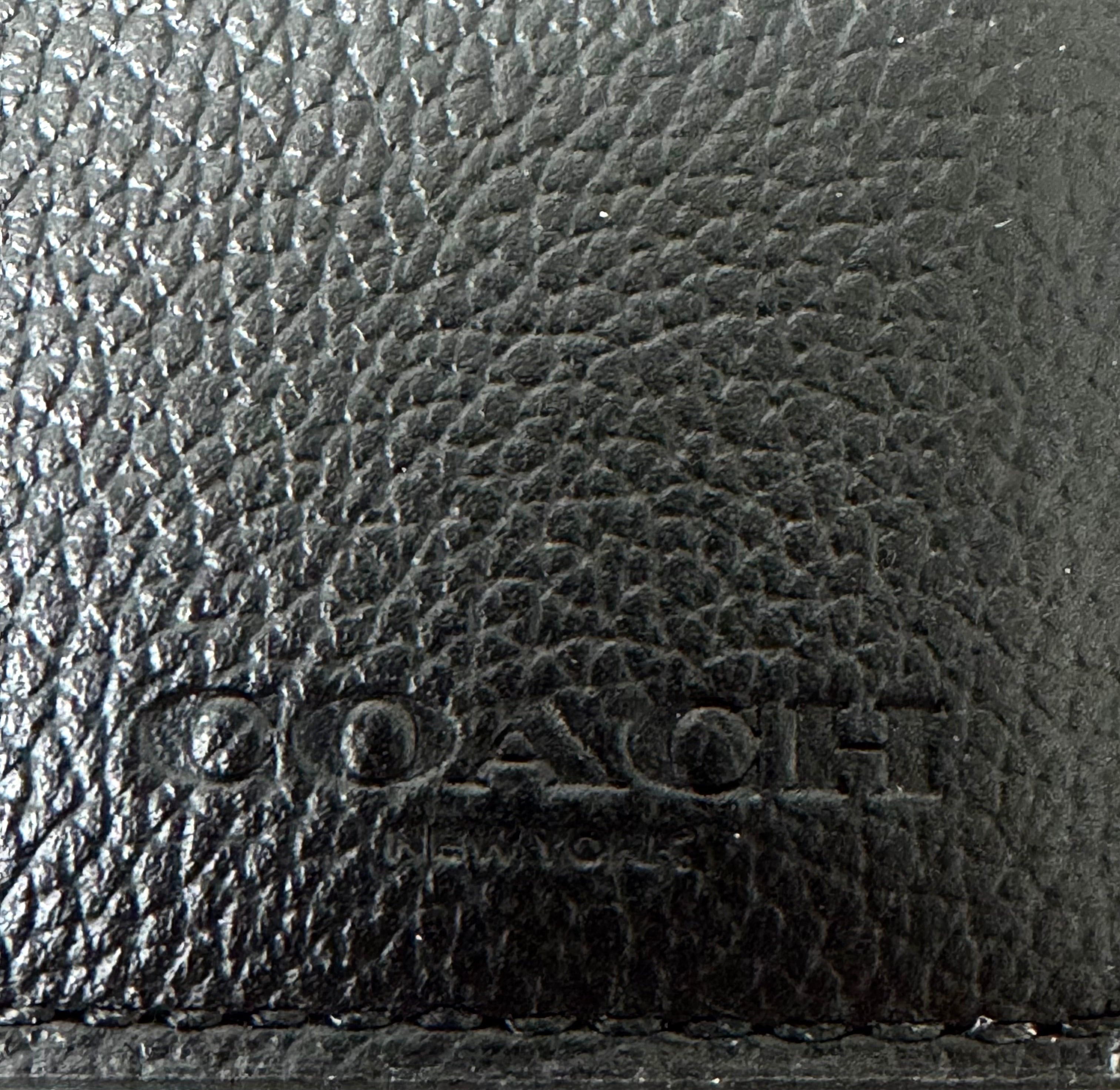 NEW COACH Black Pebble Leather Passport Case