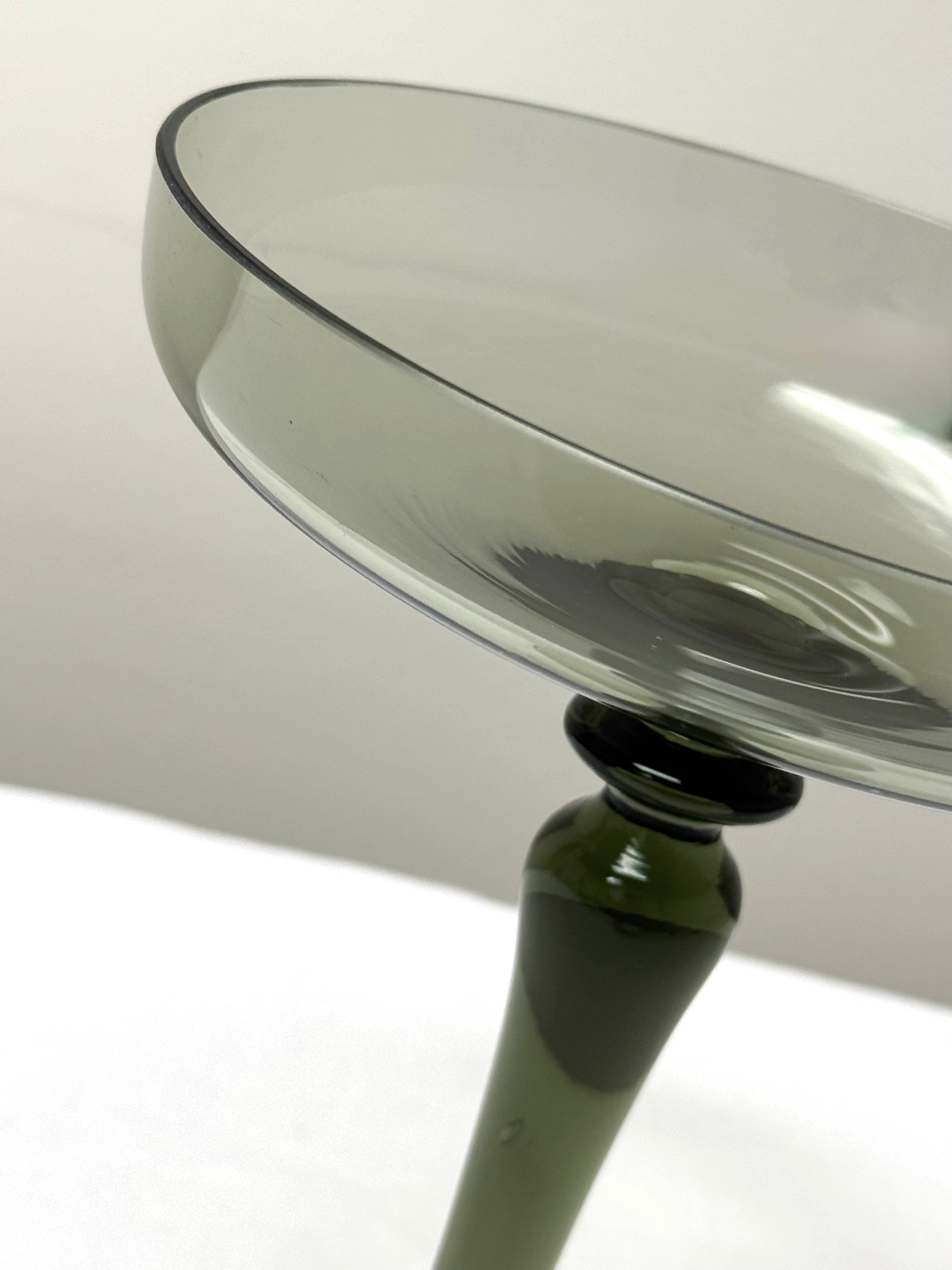 Smoke Gray Glass Compote