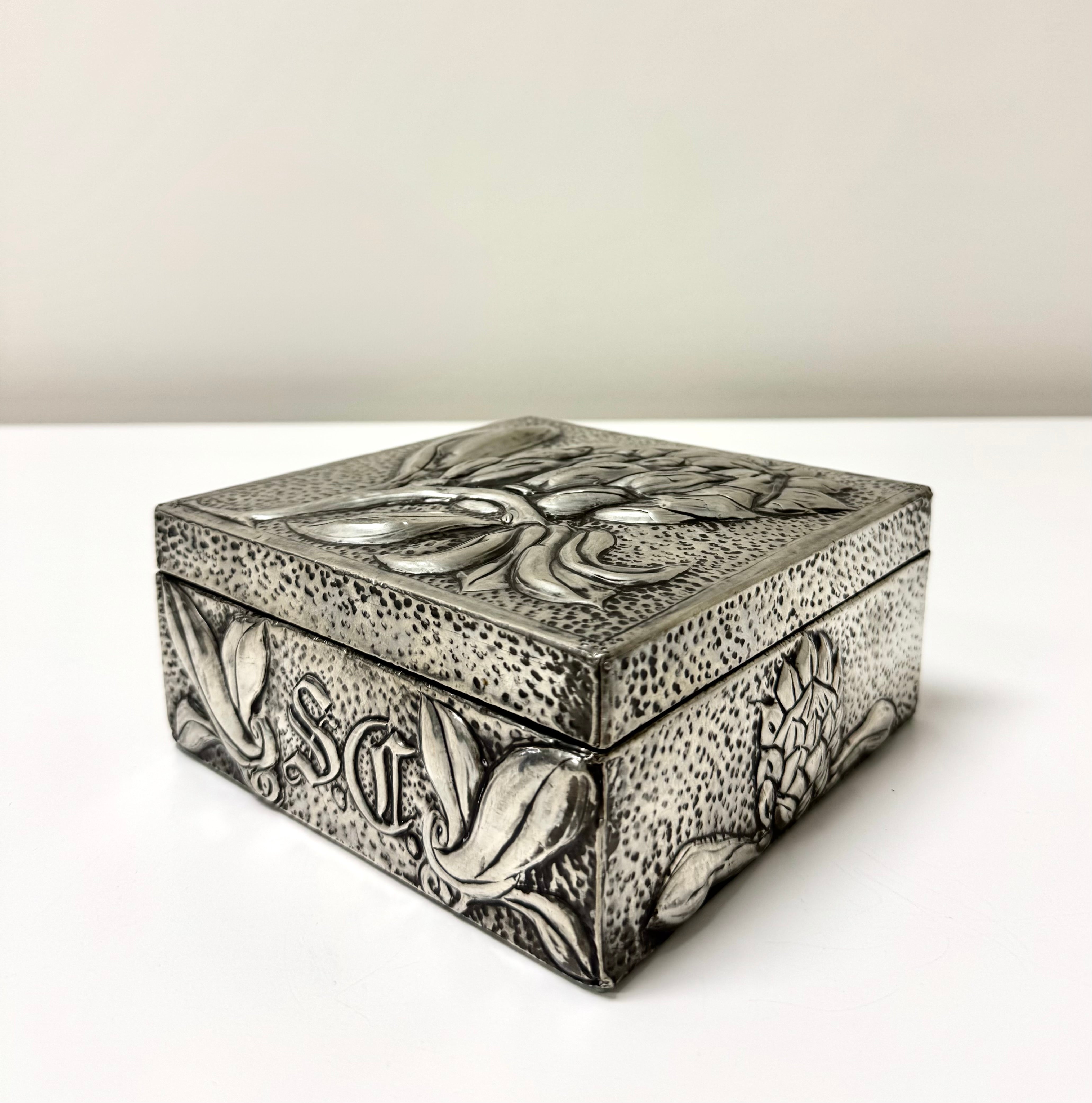 Vintage Darkened Silver Repousse Box