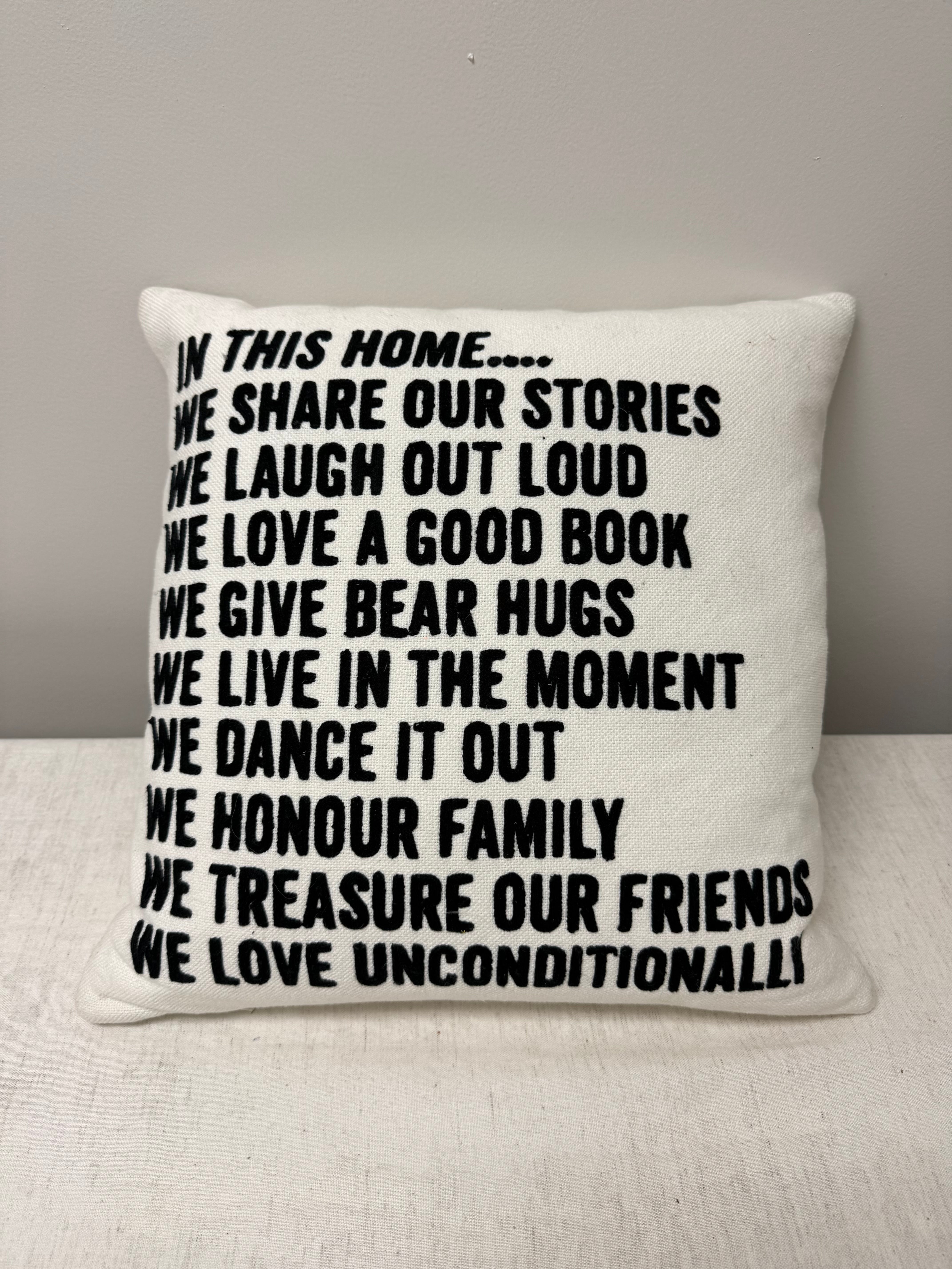 'In This Home...' Ivory & Black 17" Pillow