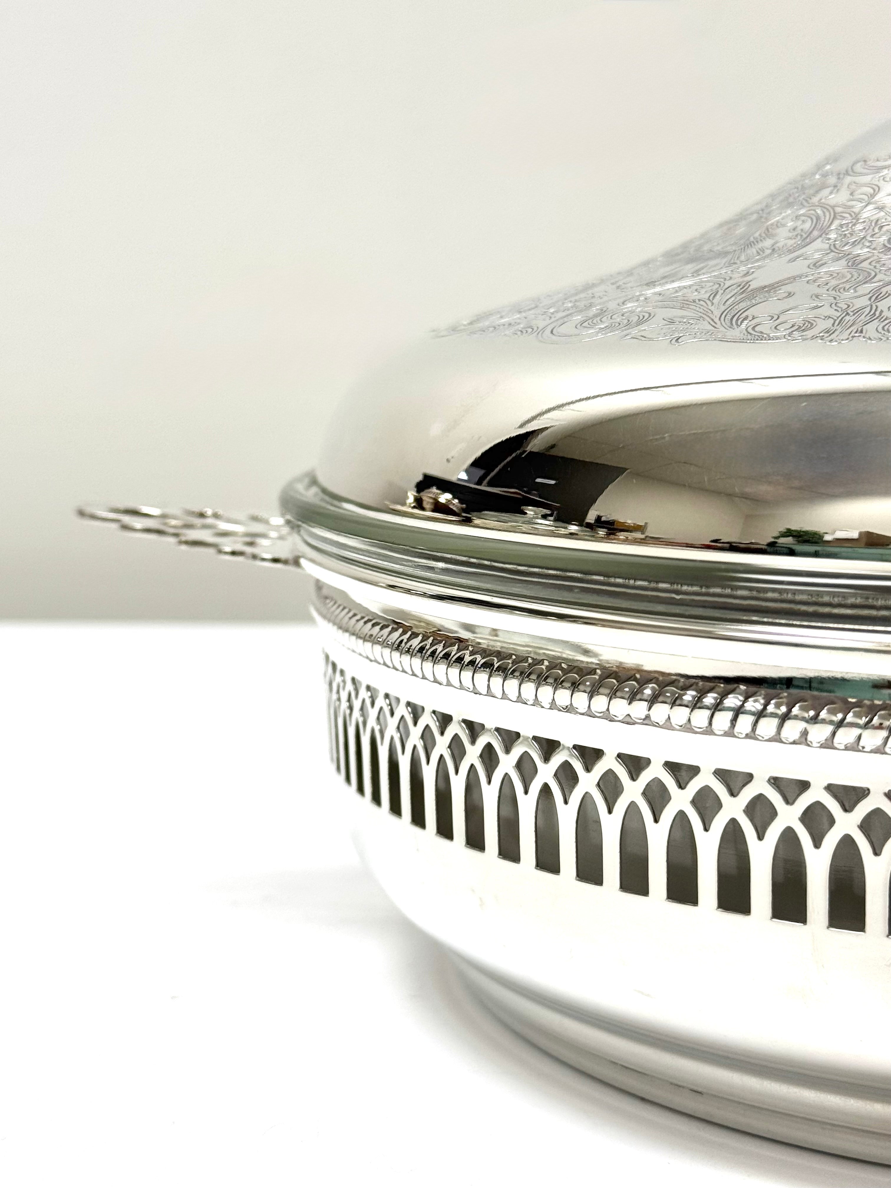 Vintage Etched Silverplate Entree Server