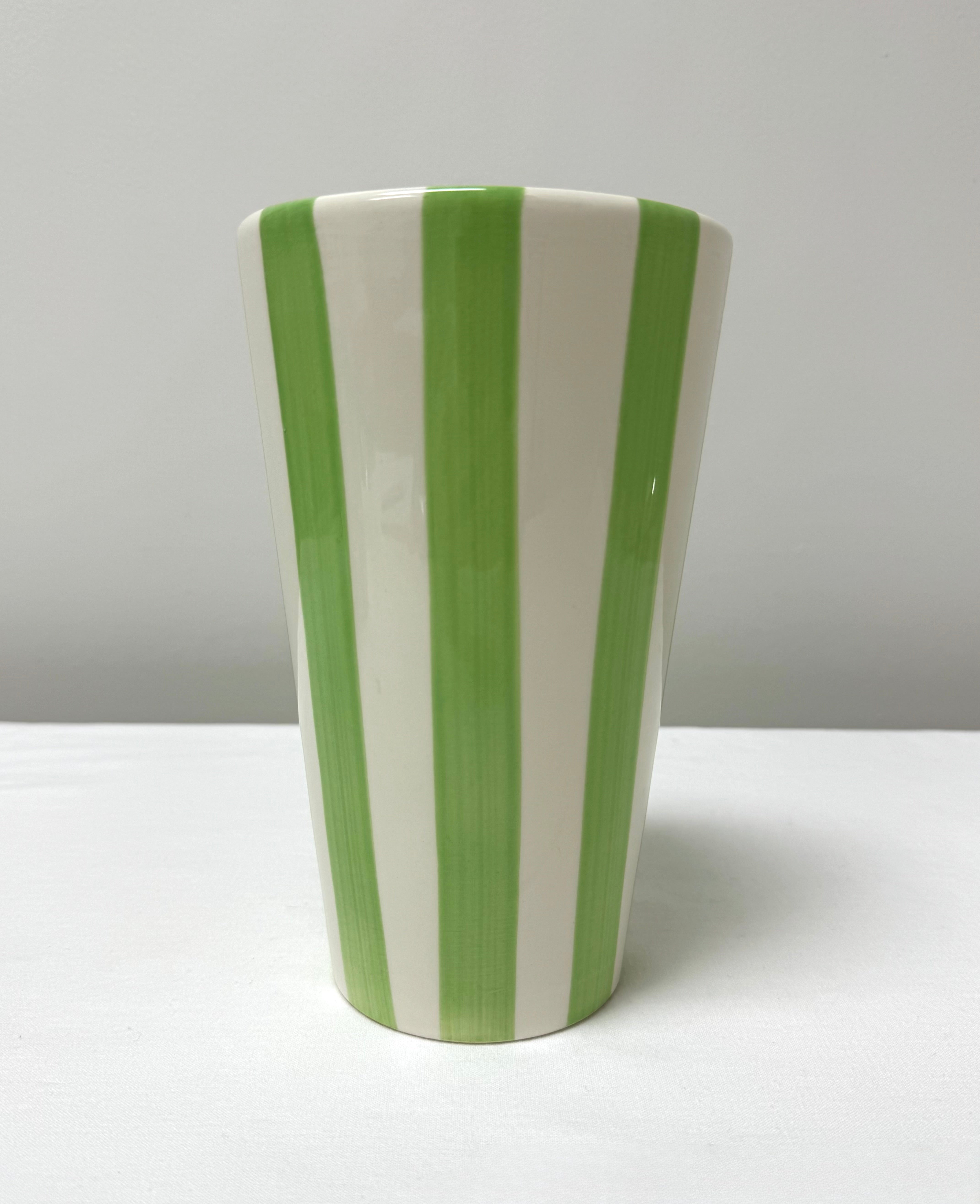 Apple Green Striped 8" Vase
