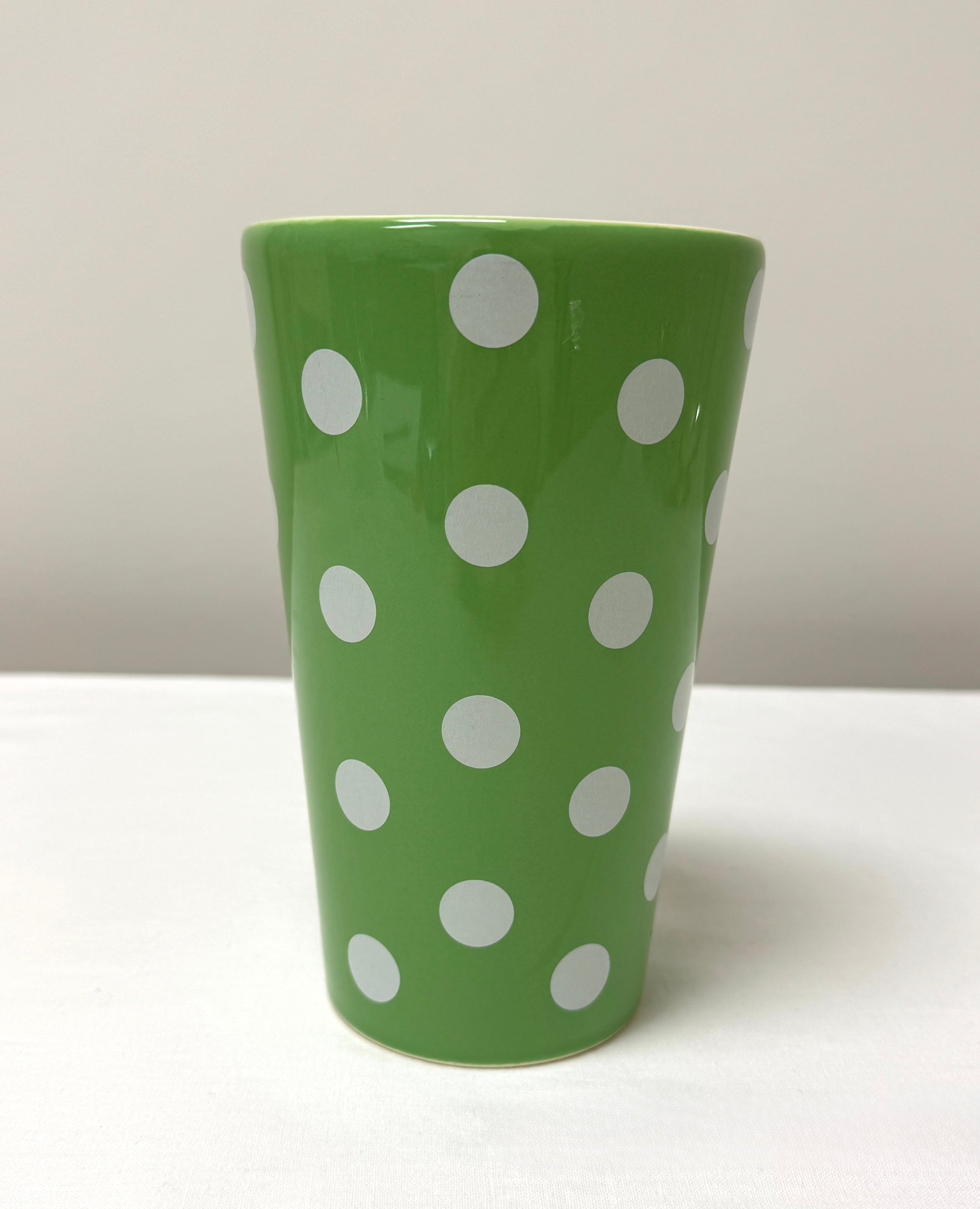 Apple Green Polka Dot 7” Vase