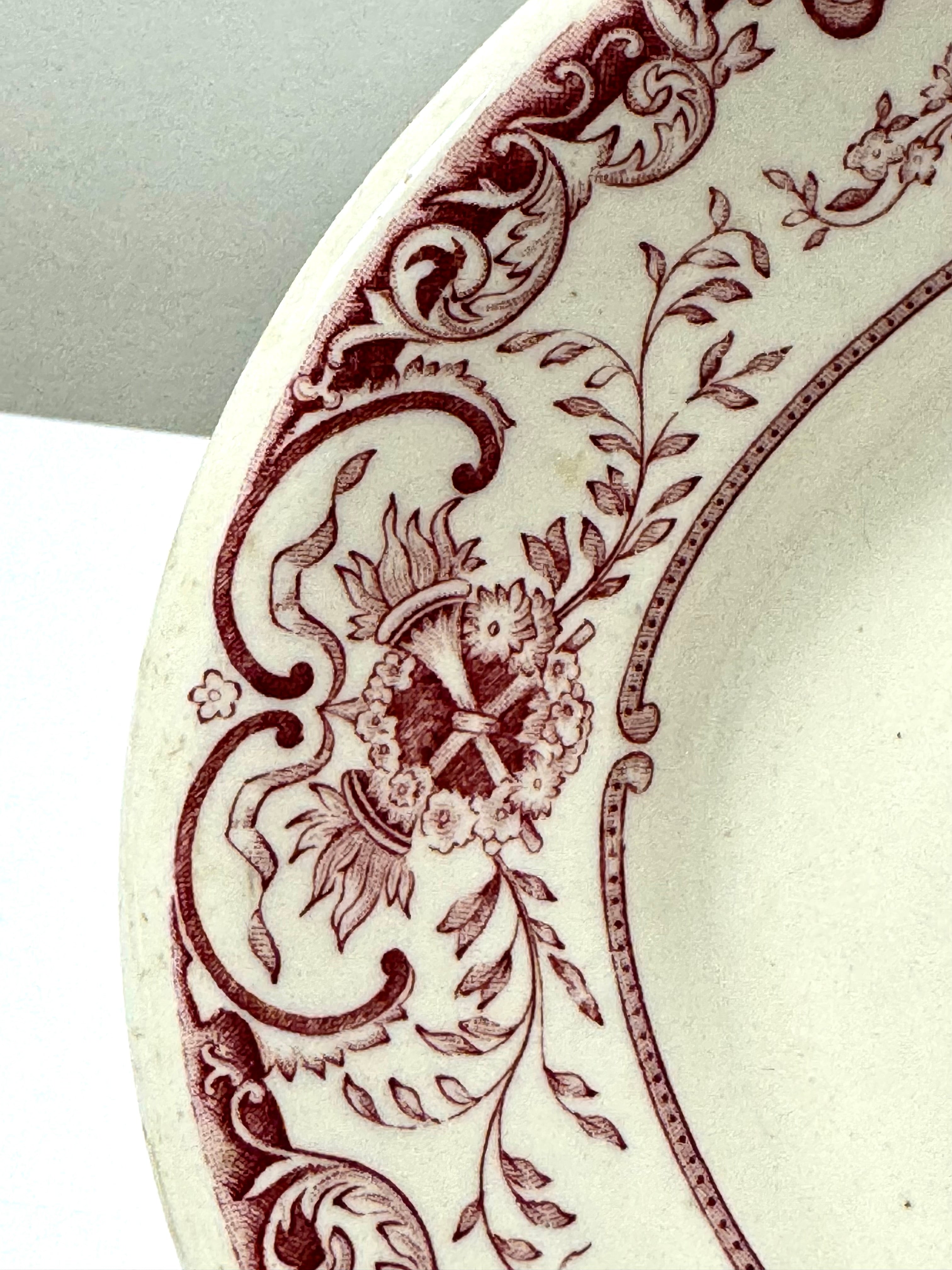 Vintage DUNN BENNET & CO. Red Transferware 12" Platter