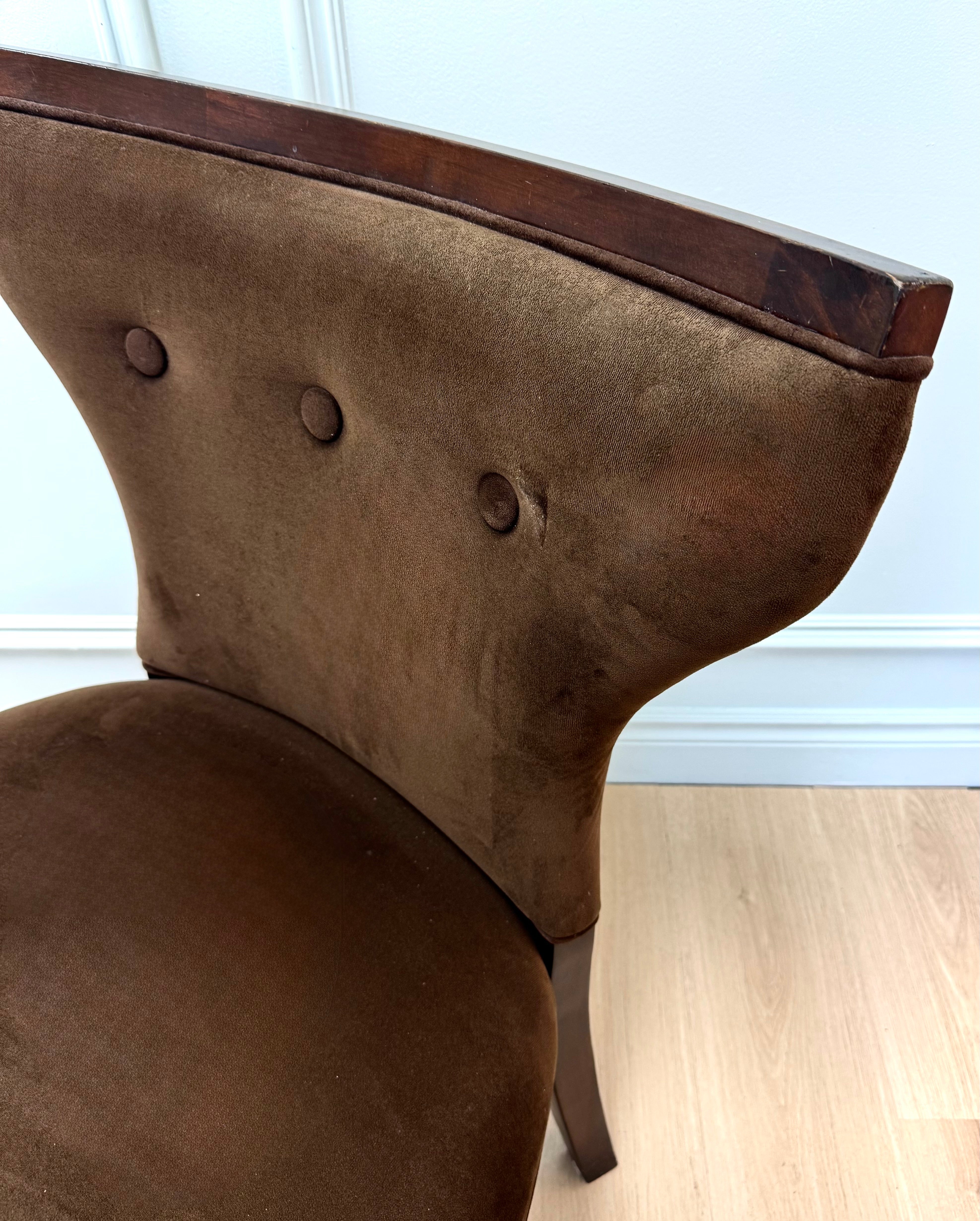 Chocolate Brown Velvet Hourglass Chair