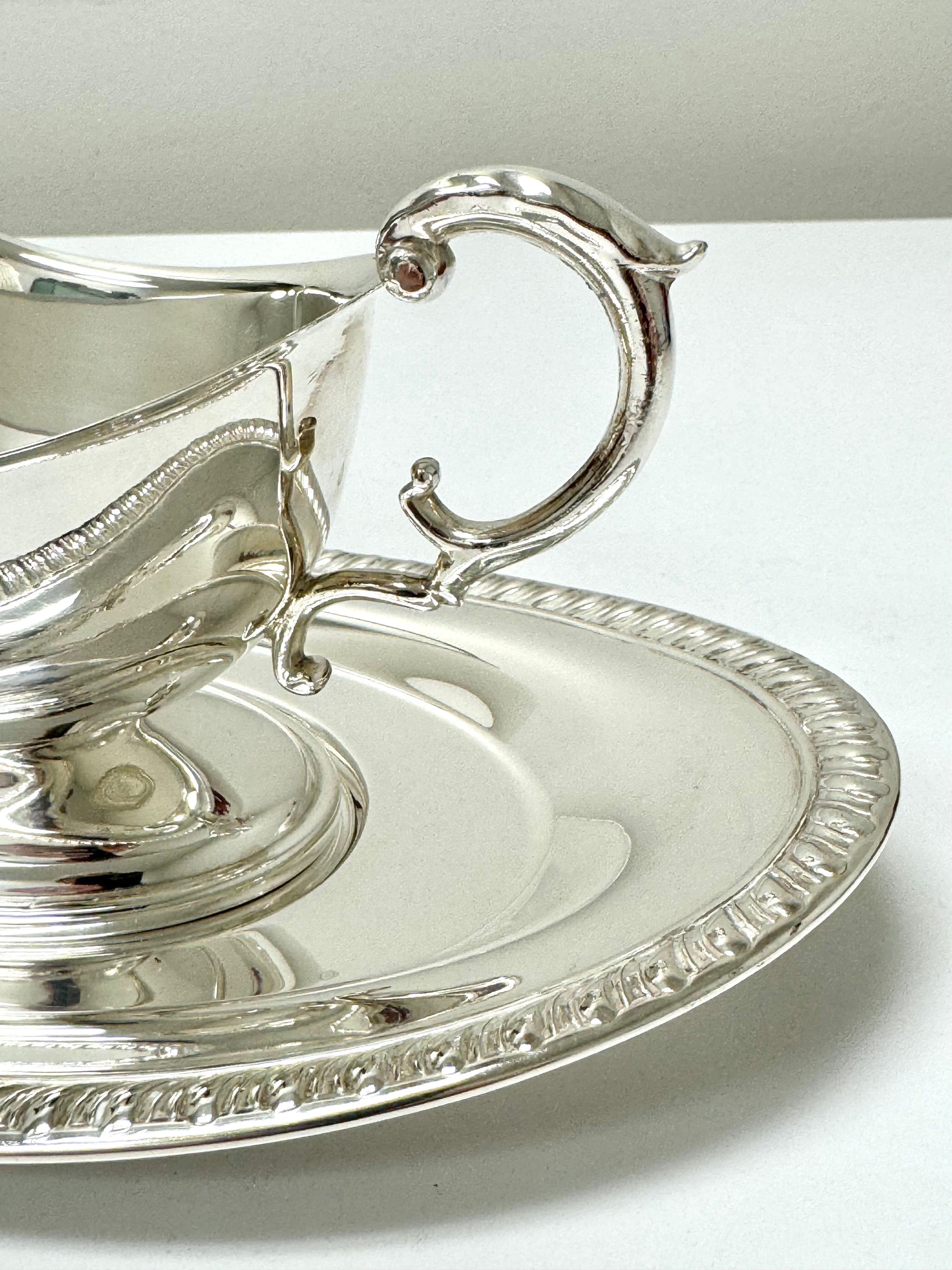 Vintage Silverplate Sauce Boat with Plate