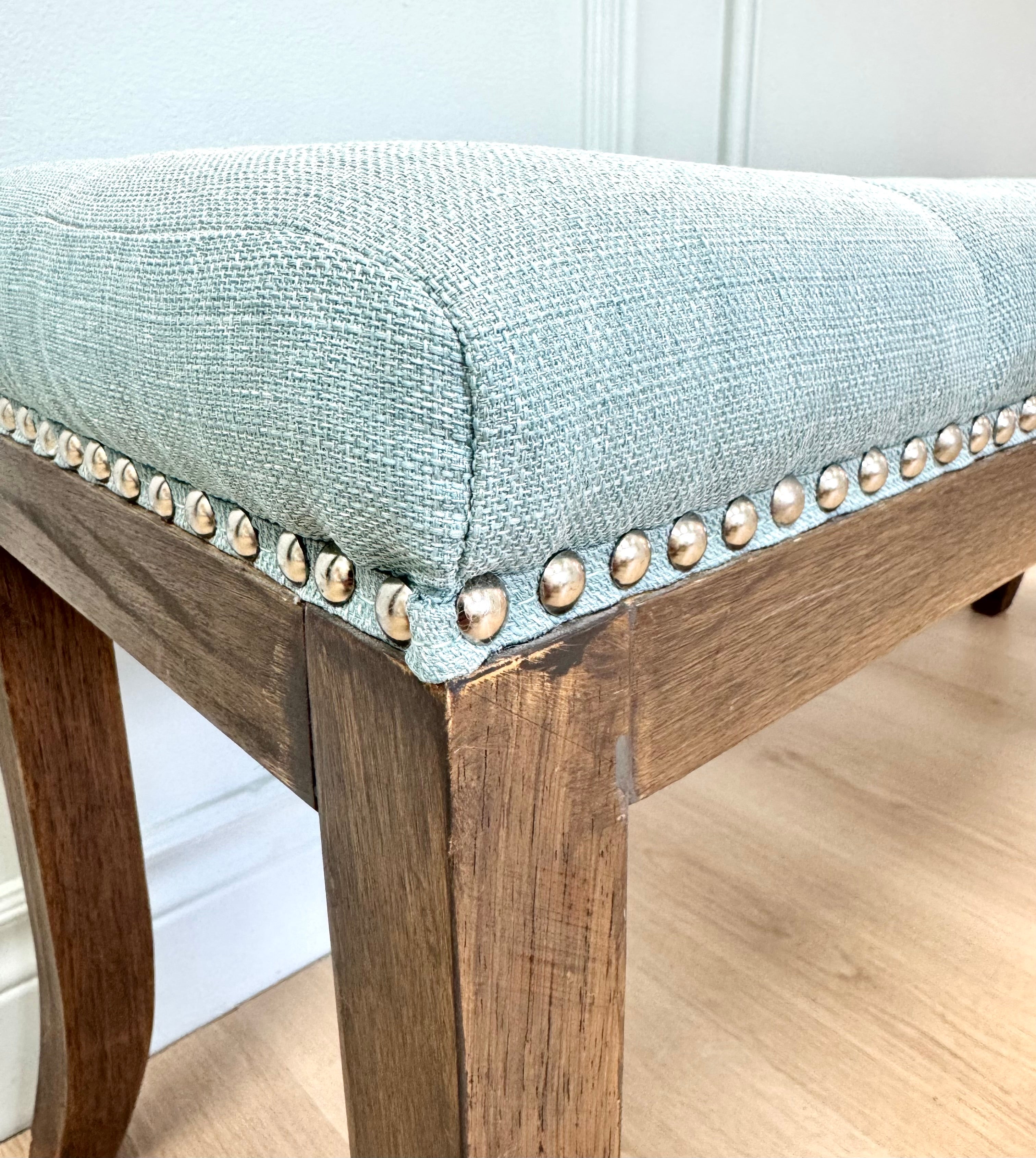 Sky Blue Linen Bench