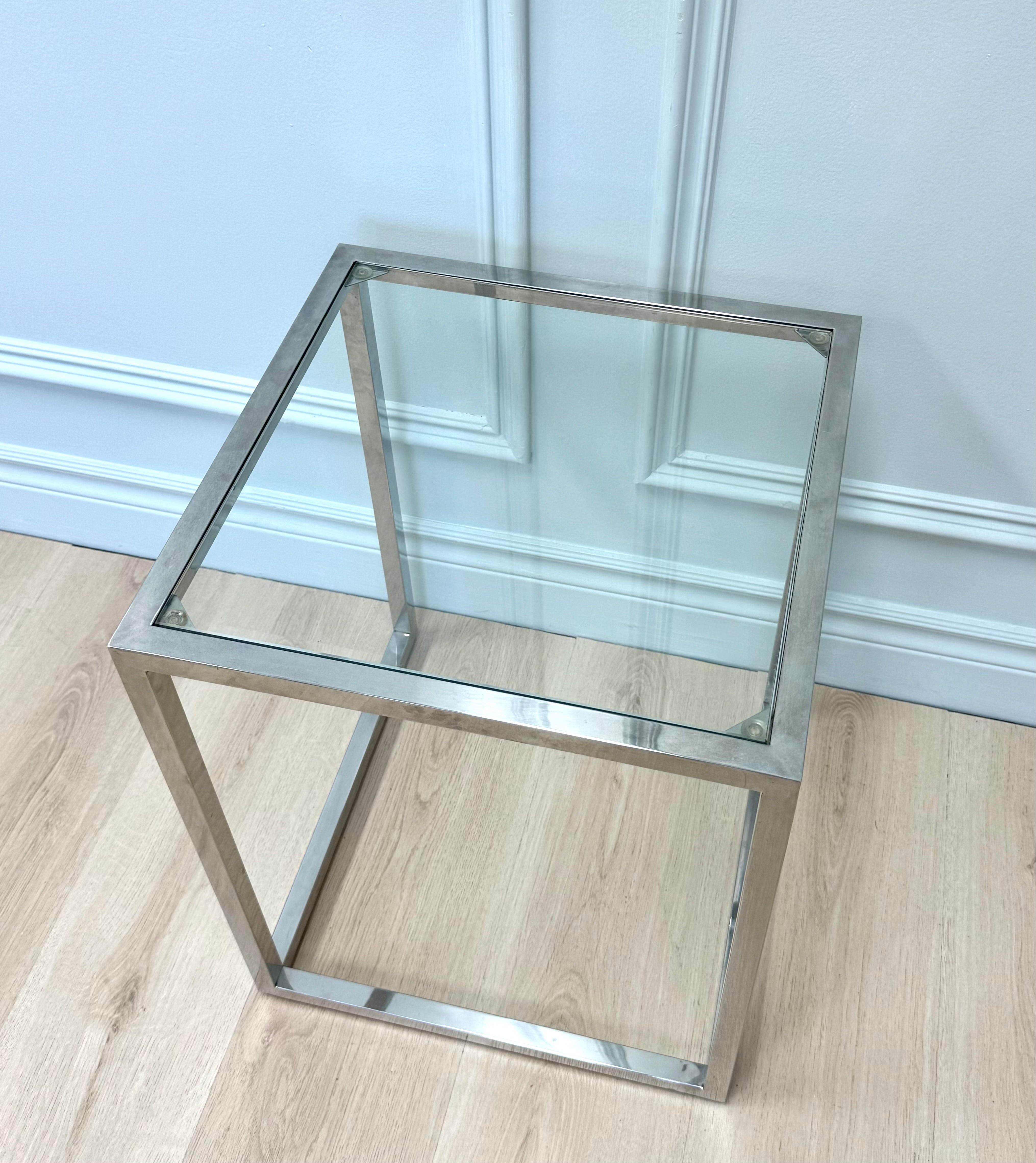 Chrome Cube Side Table