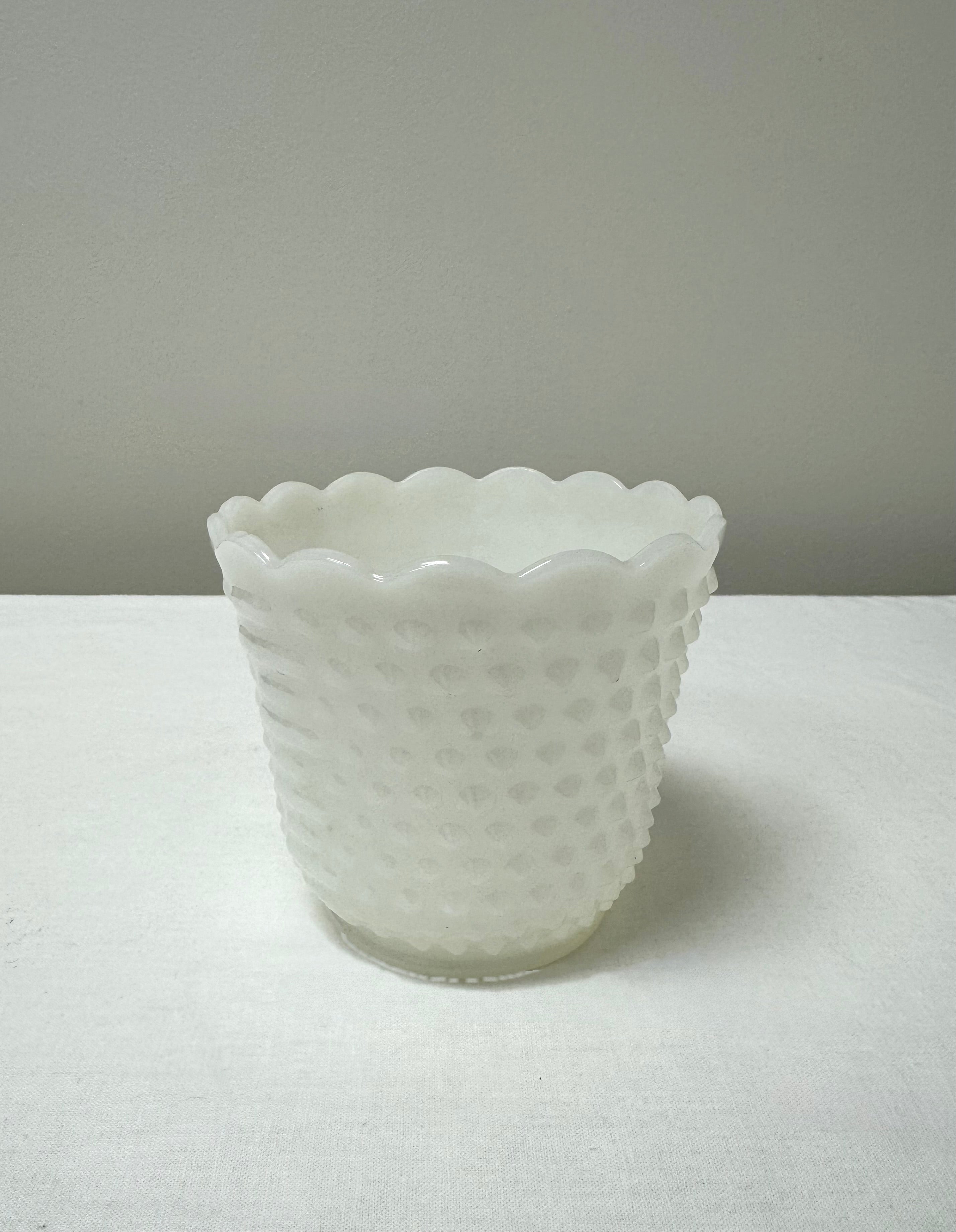 Vintage FIRE KING Hobnail Milk Glass Planter