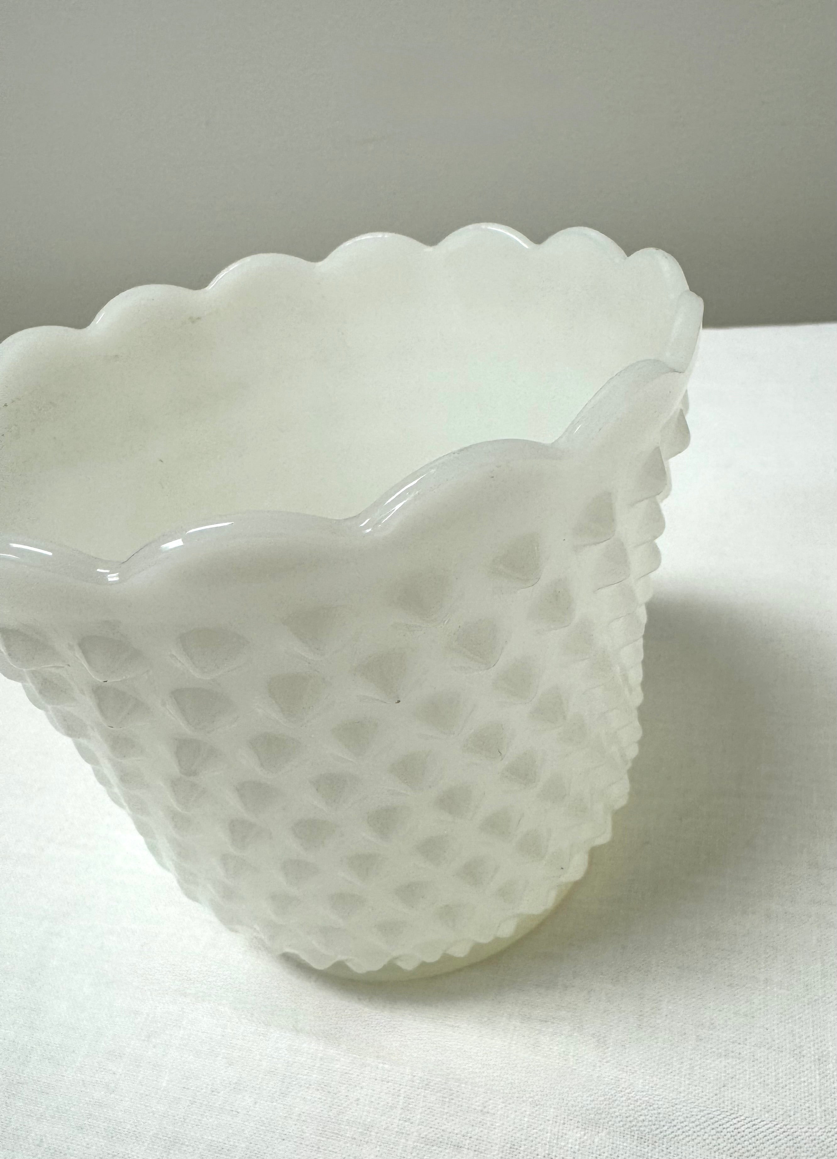 Vintage FIRE KING Hobnail Milk Glass Planter
