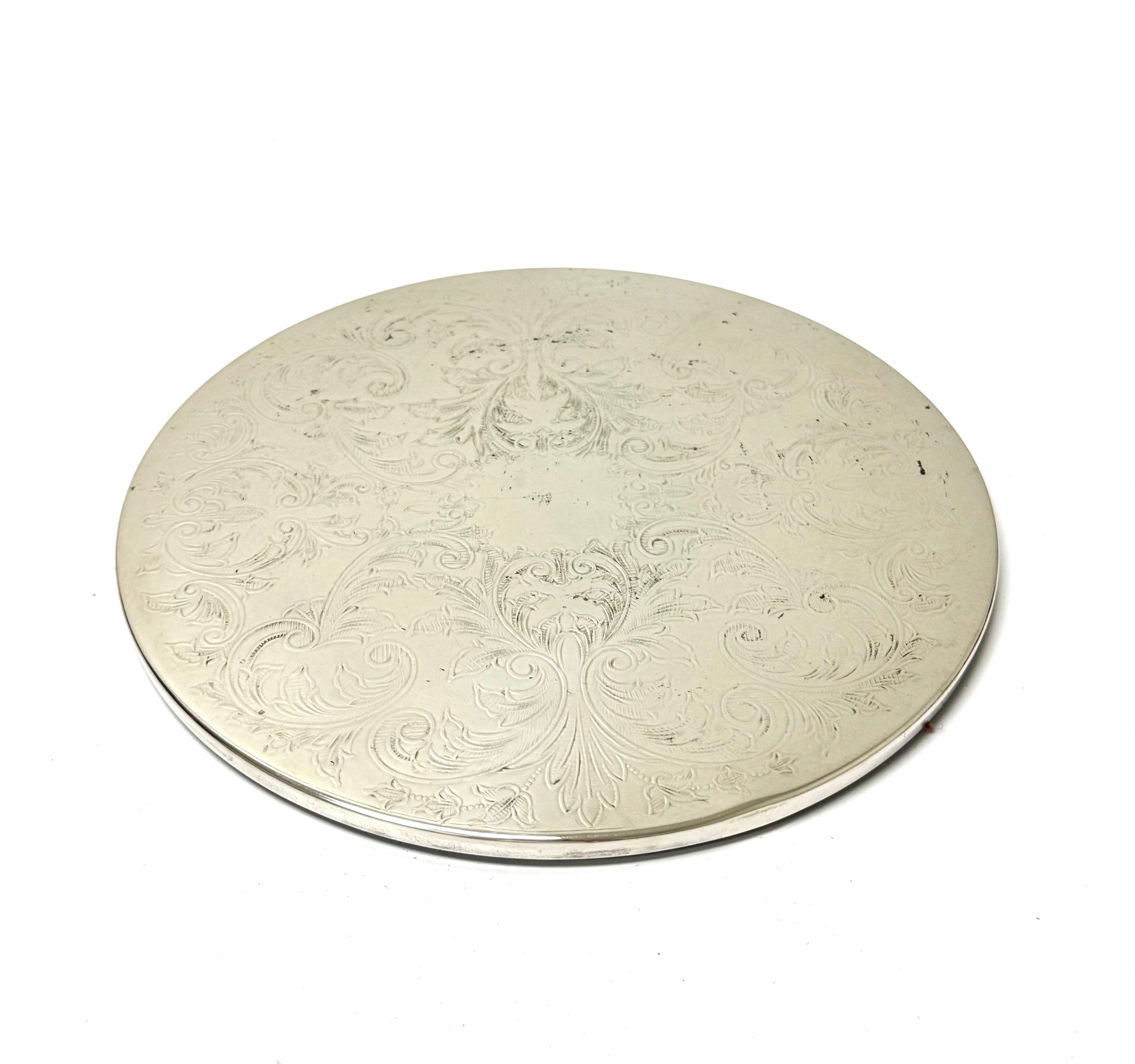 Vintage Embossed Silverplate Round Trivet
