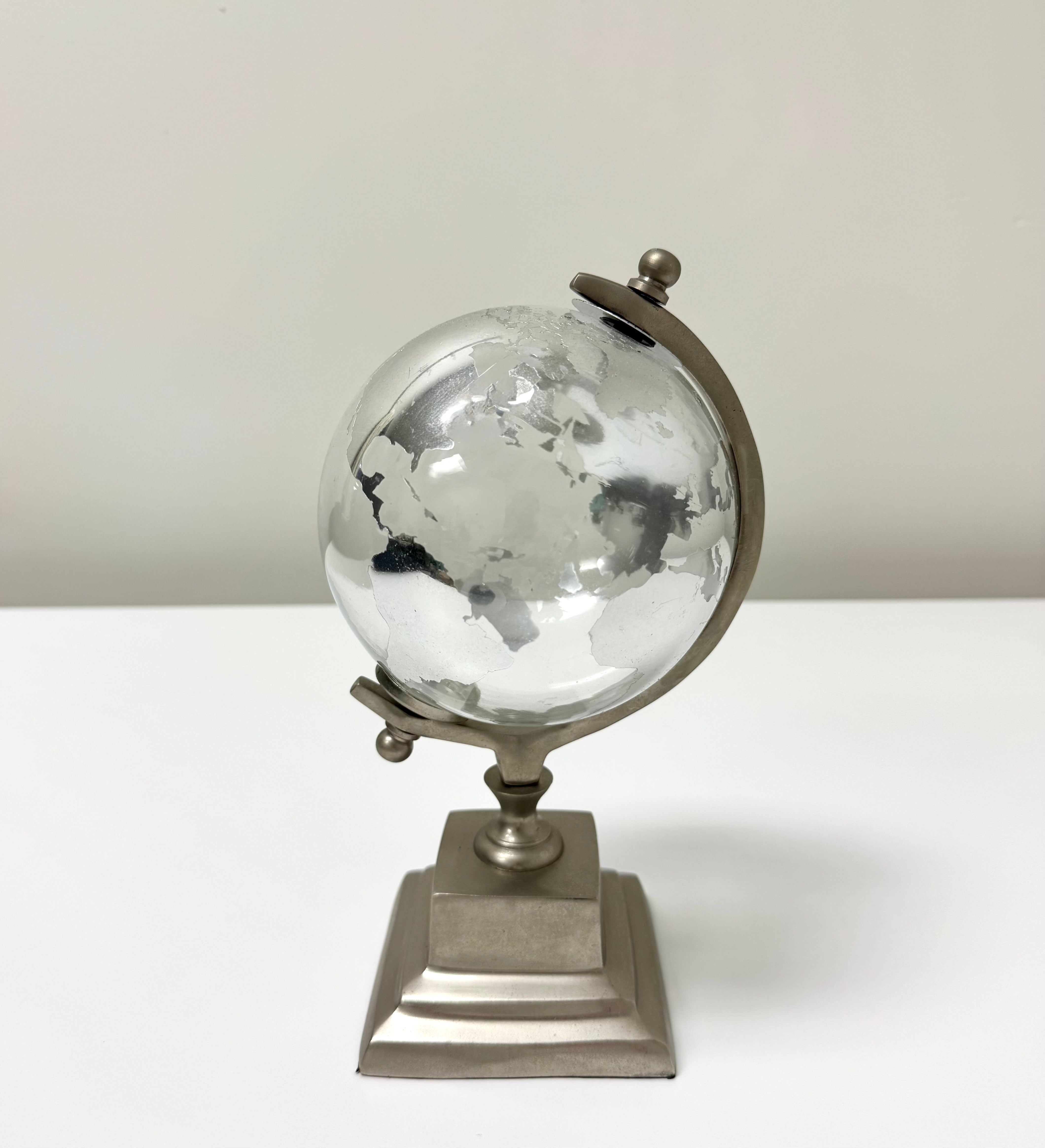 Glass Globe on Satin Metal Stand