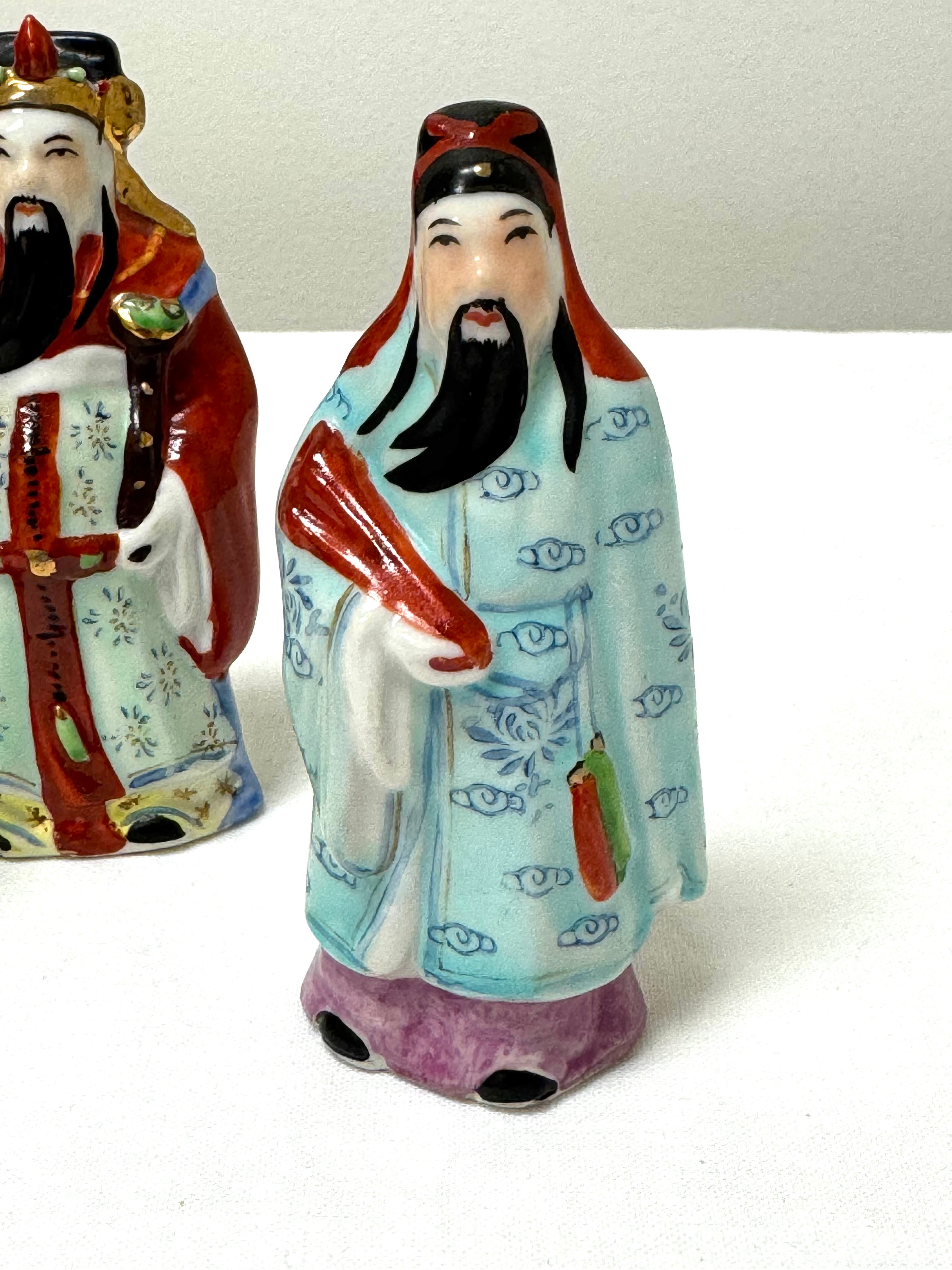 Vintage Fu Lu Shou Miniature Deity Figures Set of 3