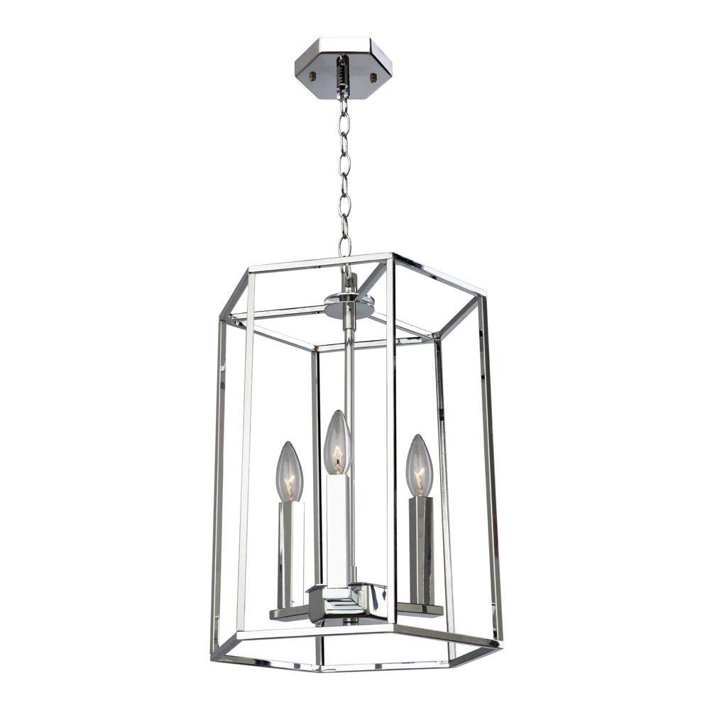 Polished Chrome Hexagonal Cage Pendant Light