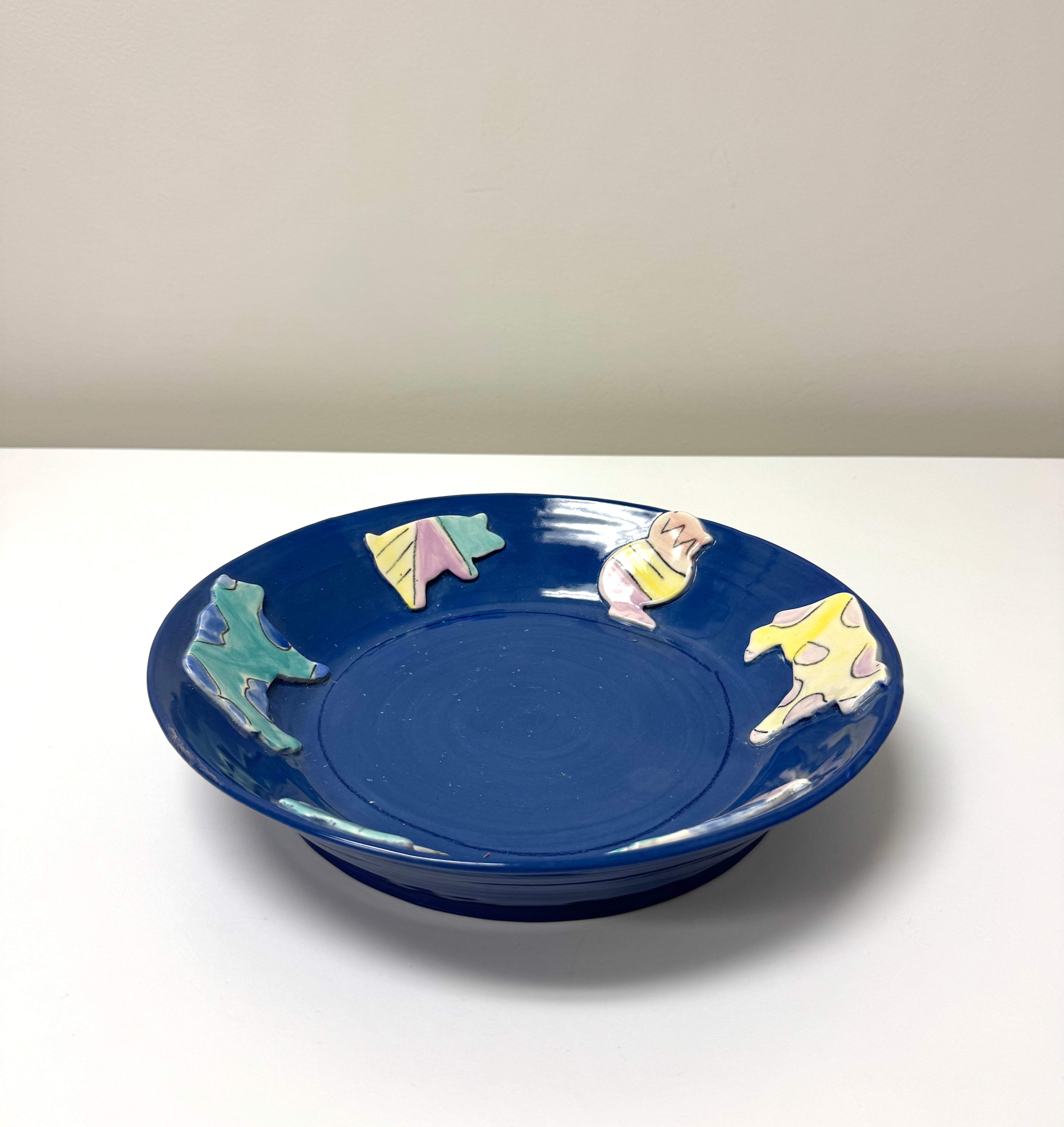 Hand-made Blue Ceramic 12" Bowl