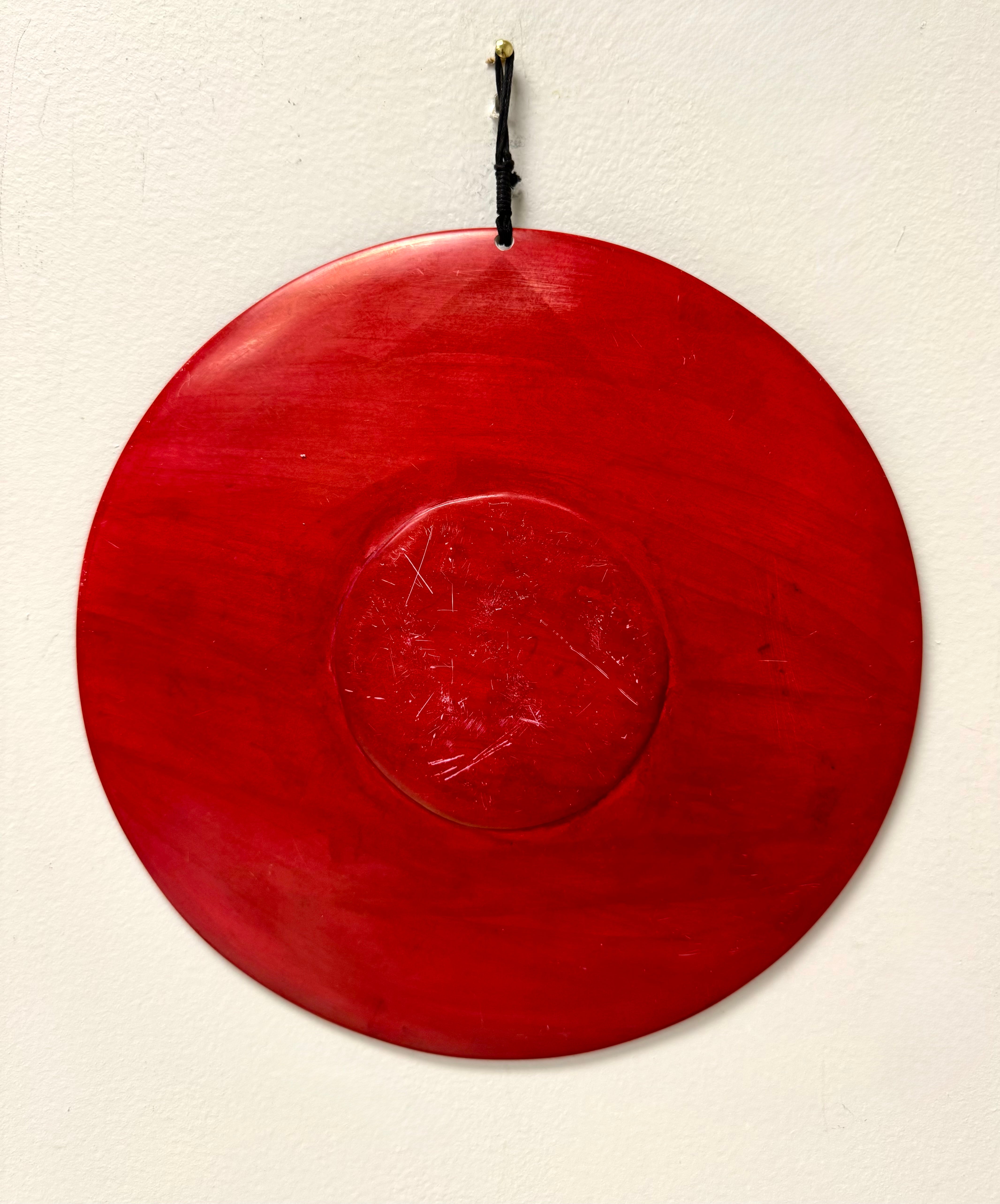 Red African Soapstone Art Plates Set of 2