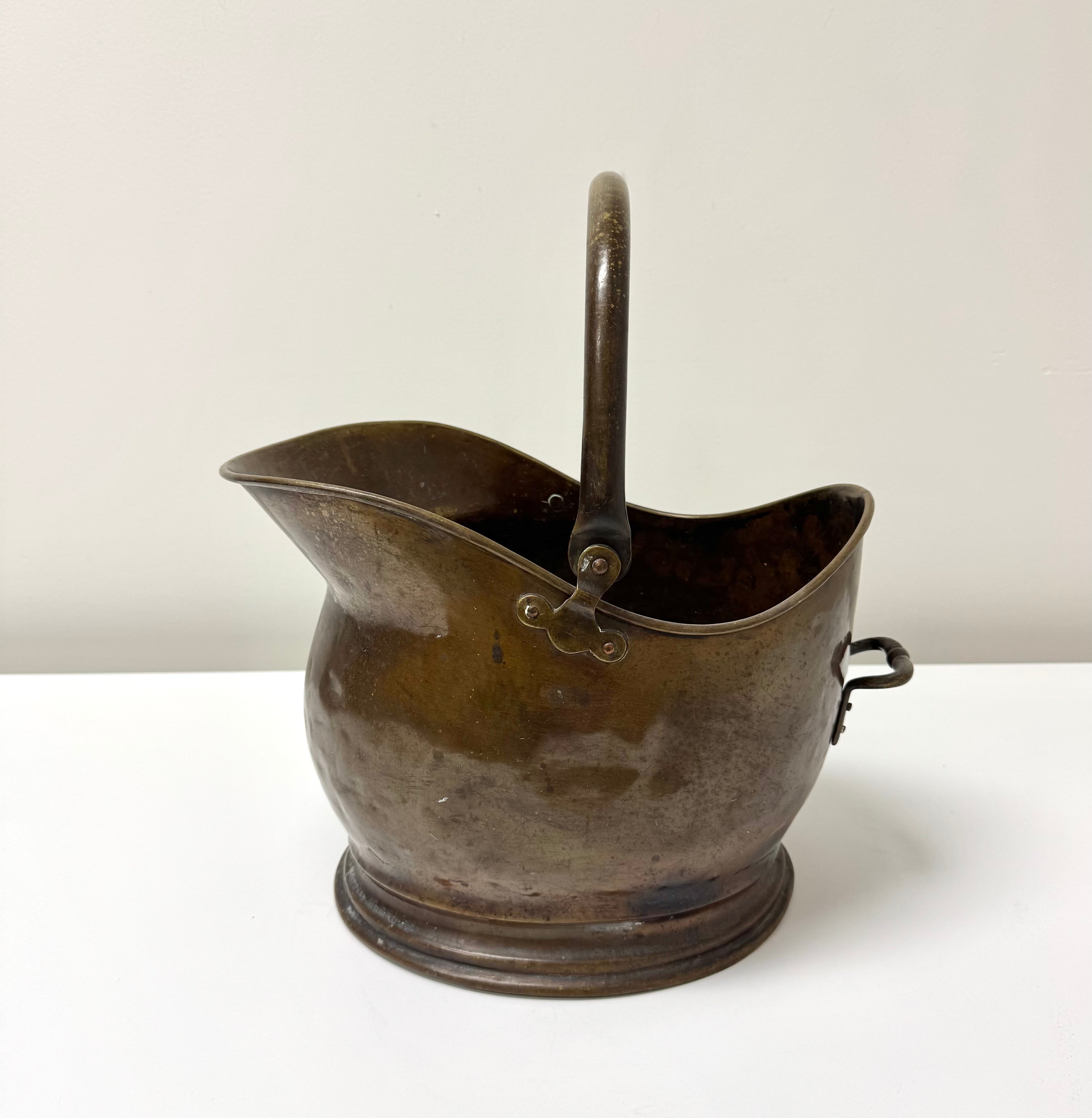 Antique Copper Helmet Coal Scuttle
