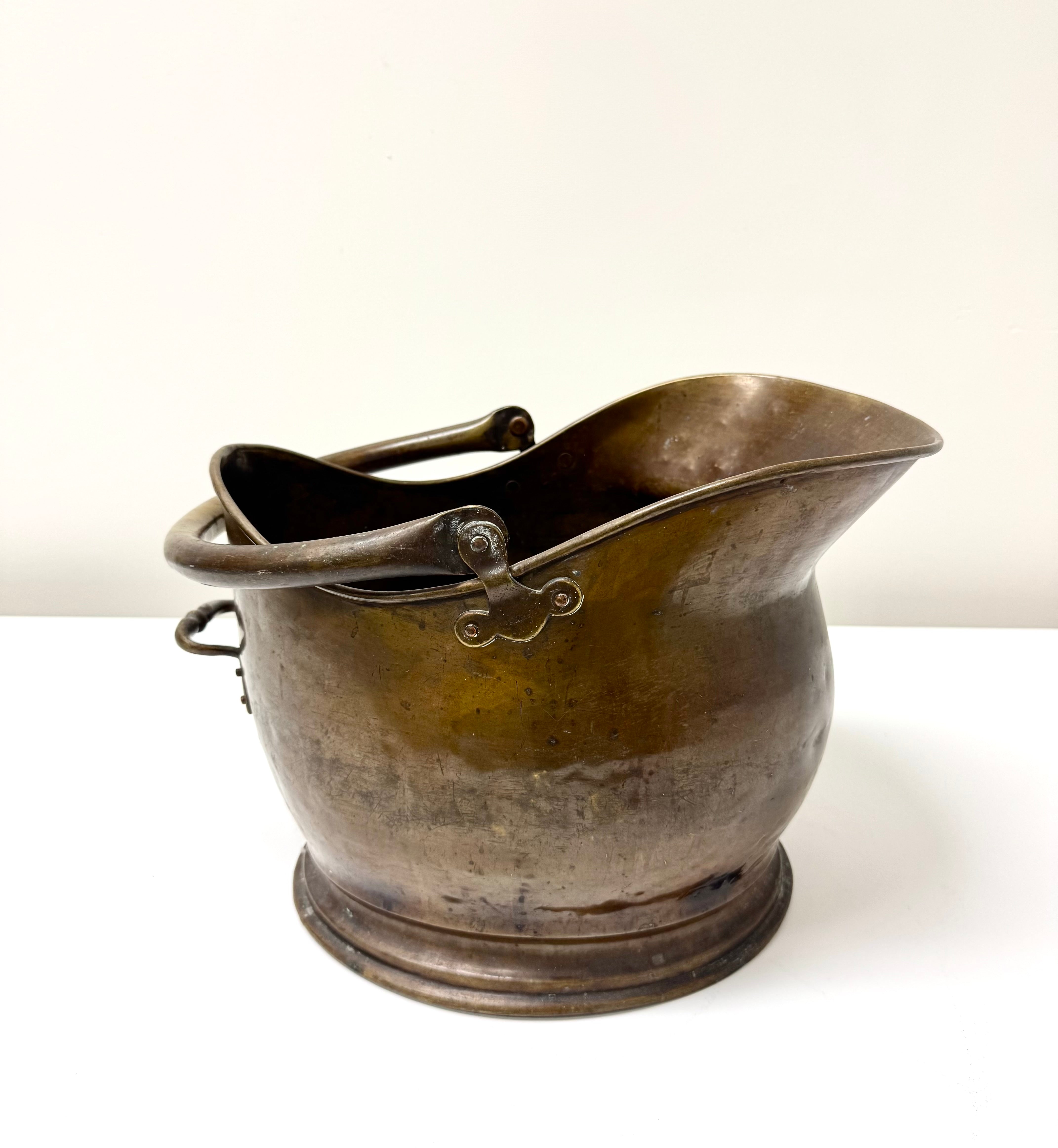 Antique Copper Helmet Coal Scuttle