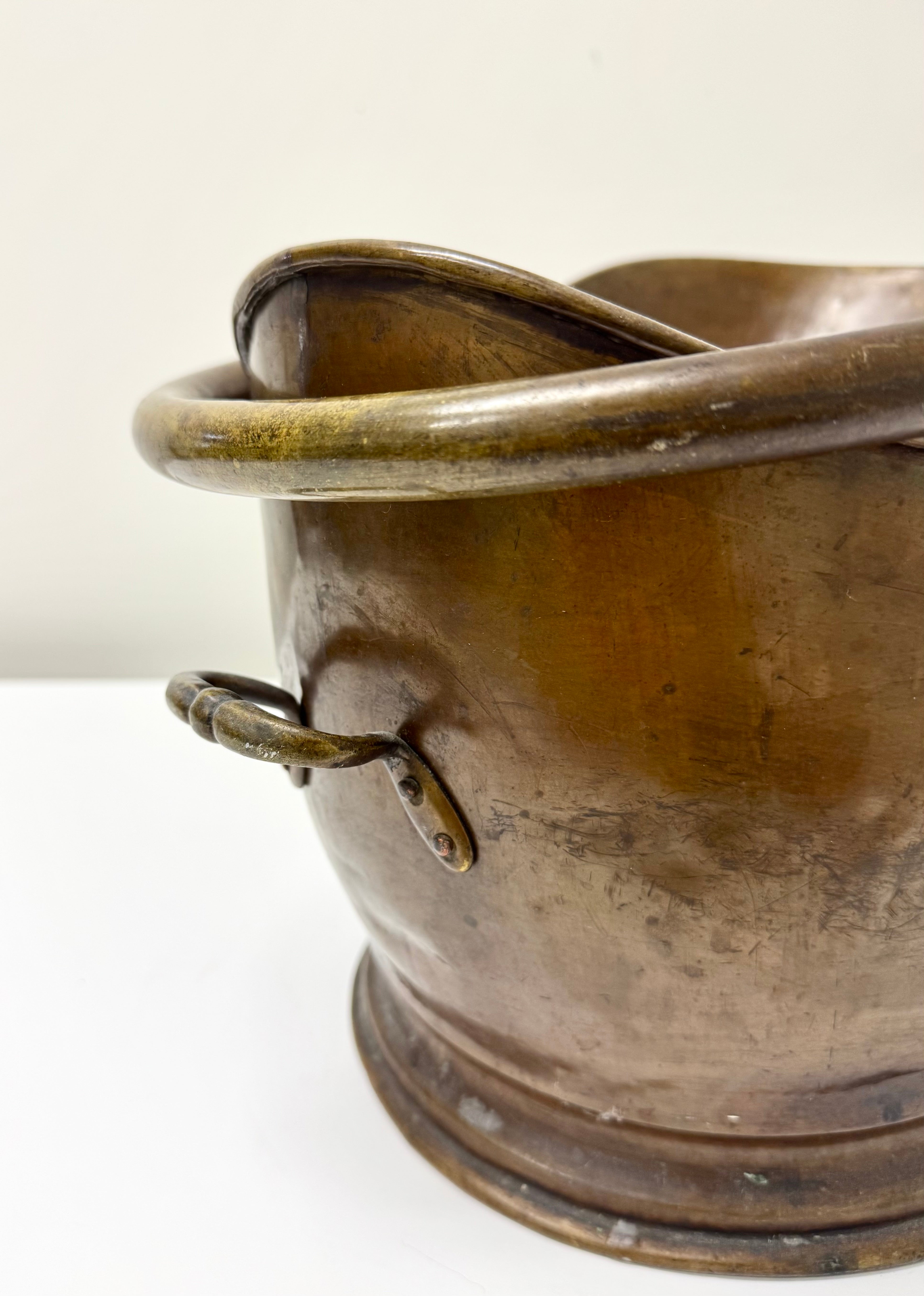 Antique Copper Helmet Coal Scuttle