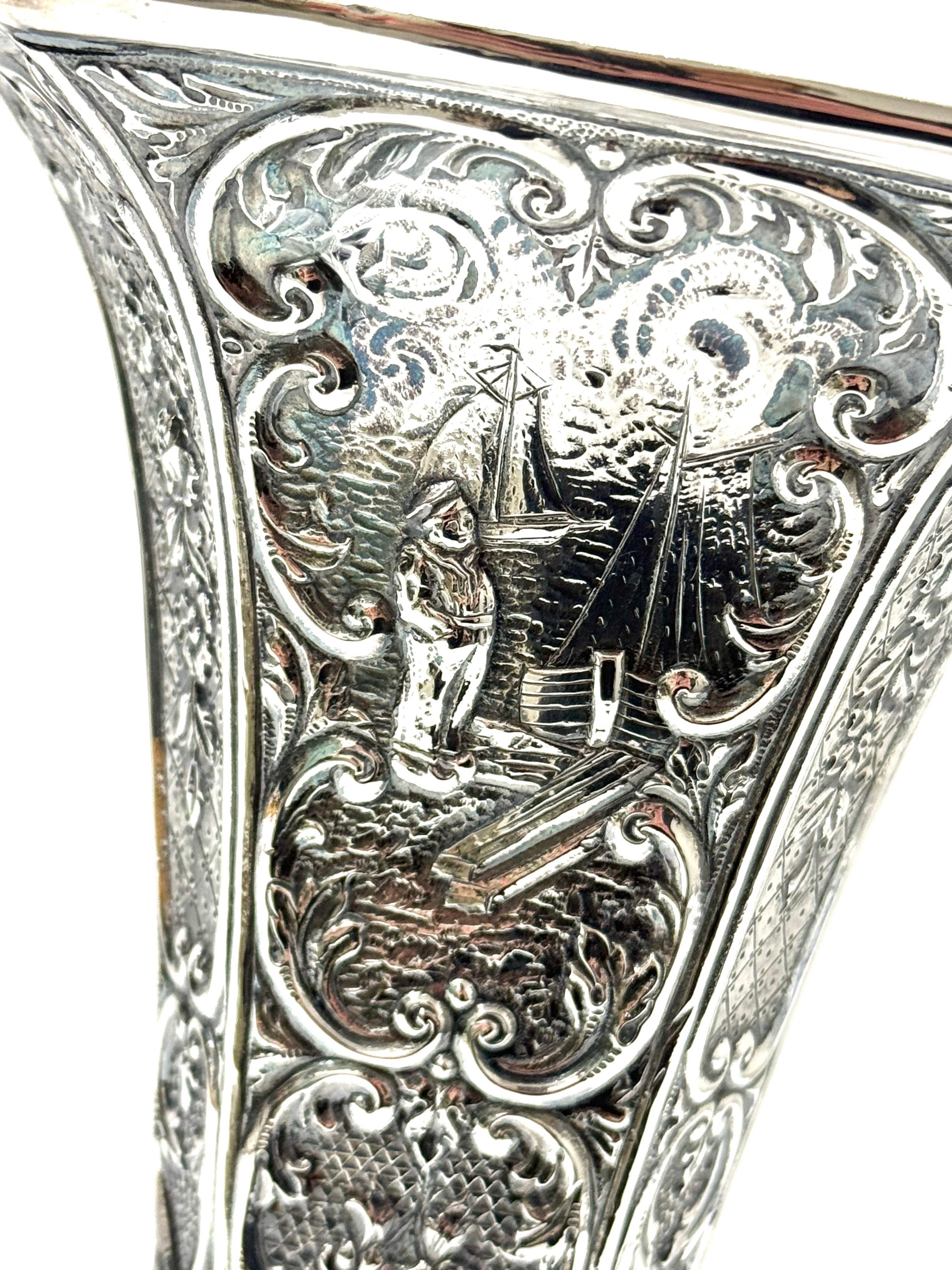 Vintage Embossed Silverplate Trumpet Vase