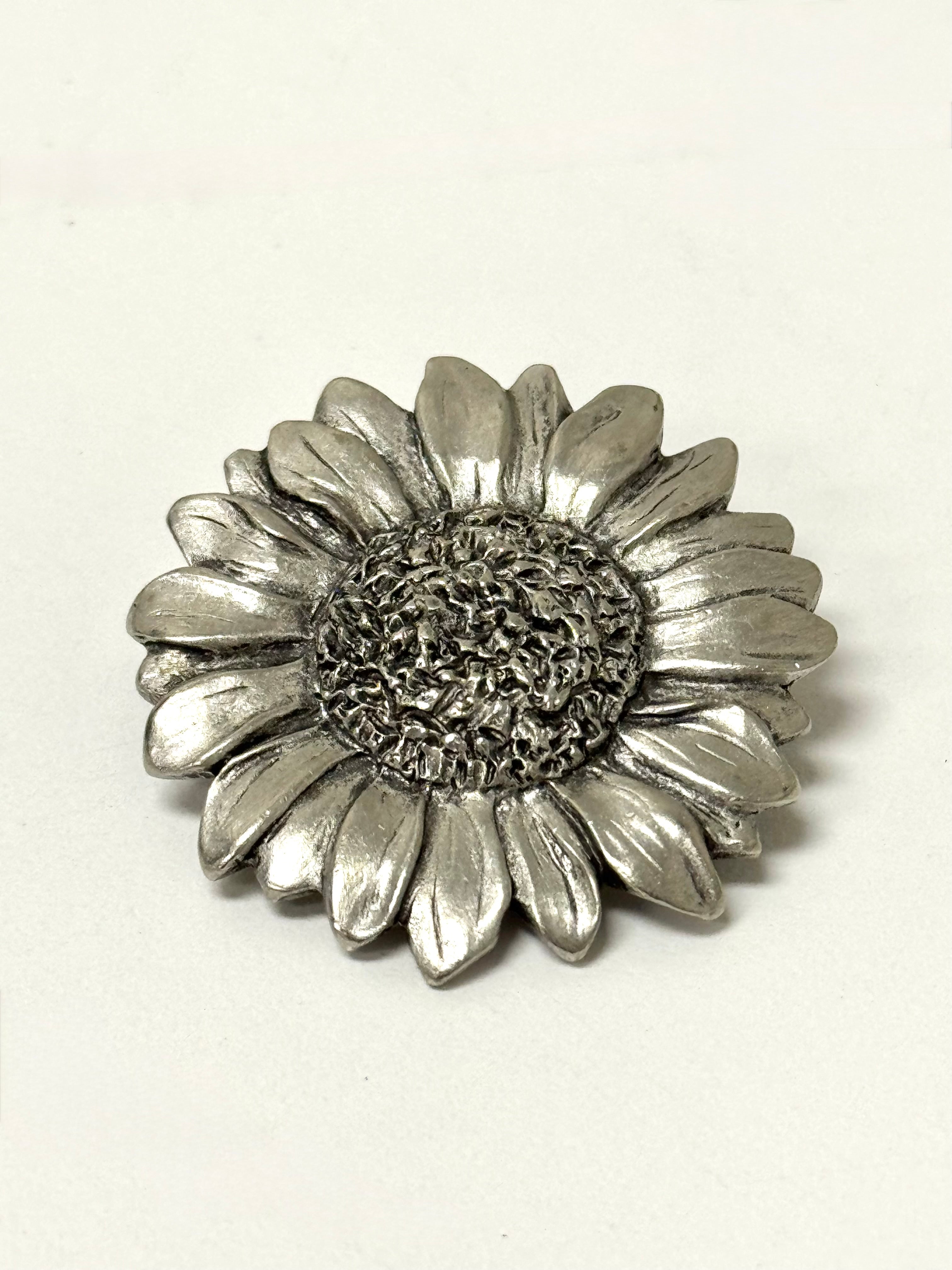 Vintage SEAGULL PEWTER Sunflower Brooch