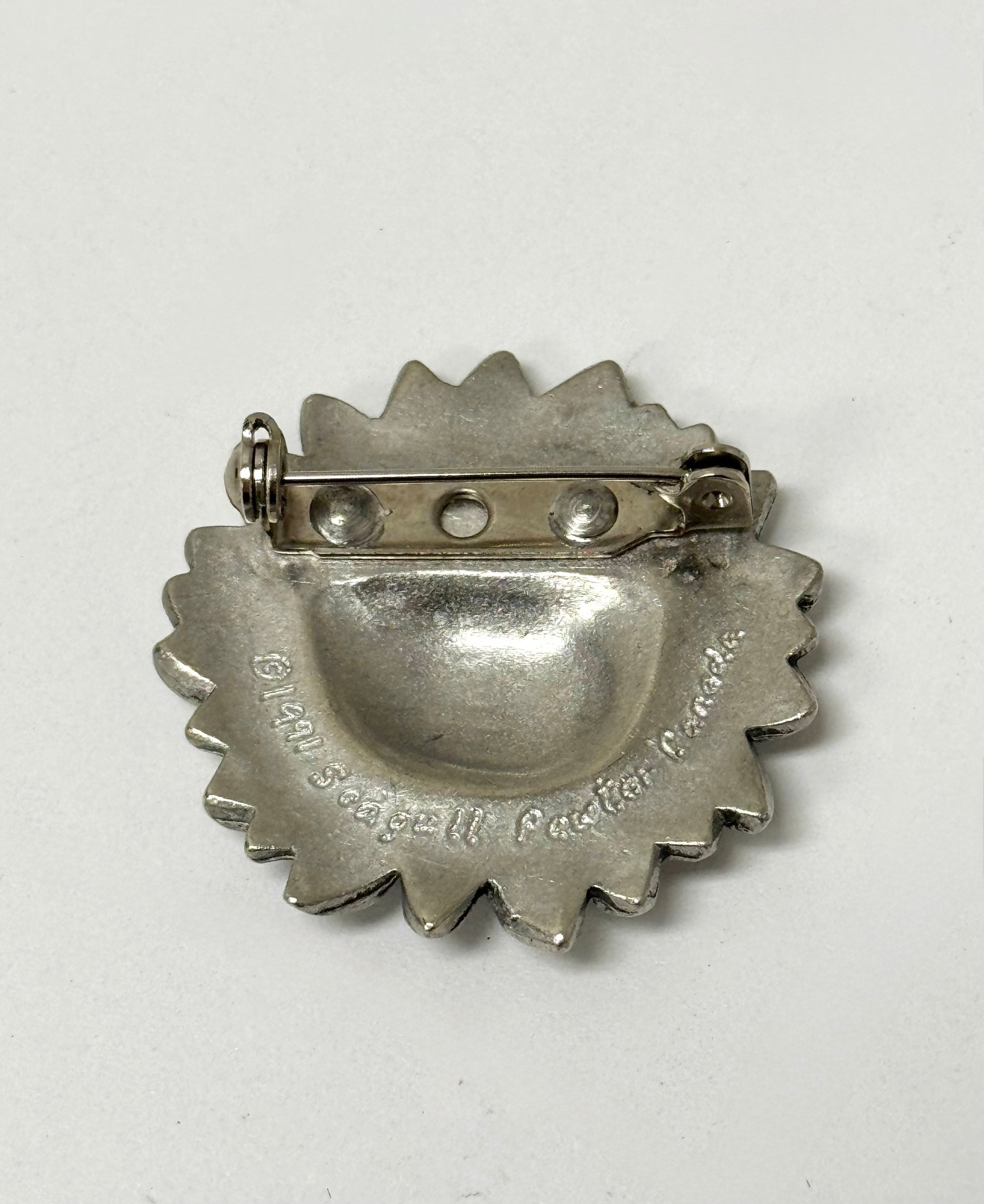 Vintage SEAGULL PEWTER Sunflower Brooch