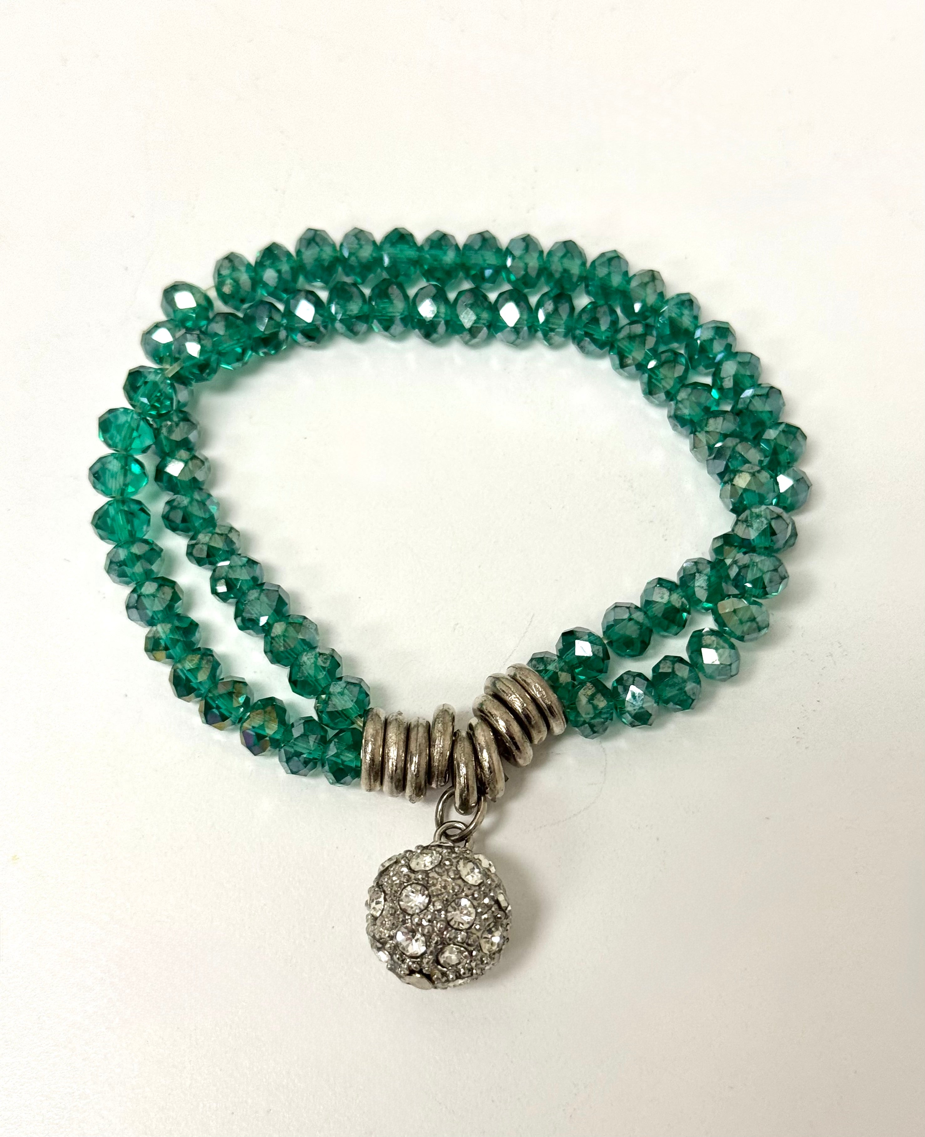 DEBORA CARLUCCI Double-strand Green Crystal Bracelet