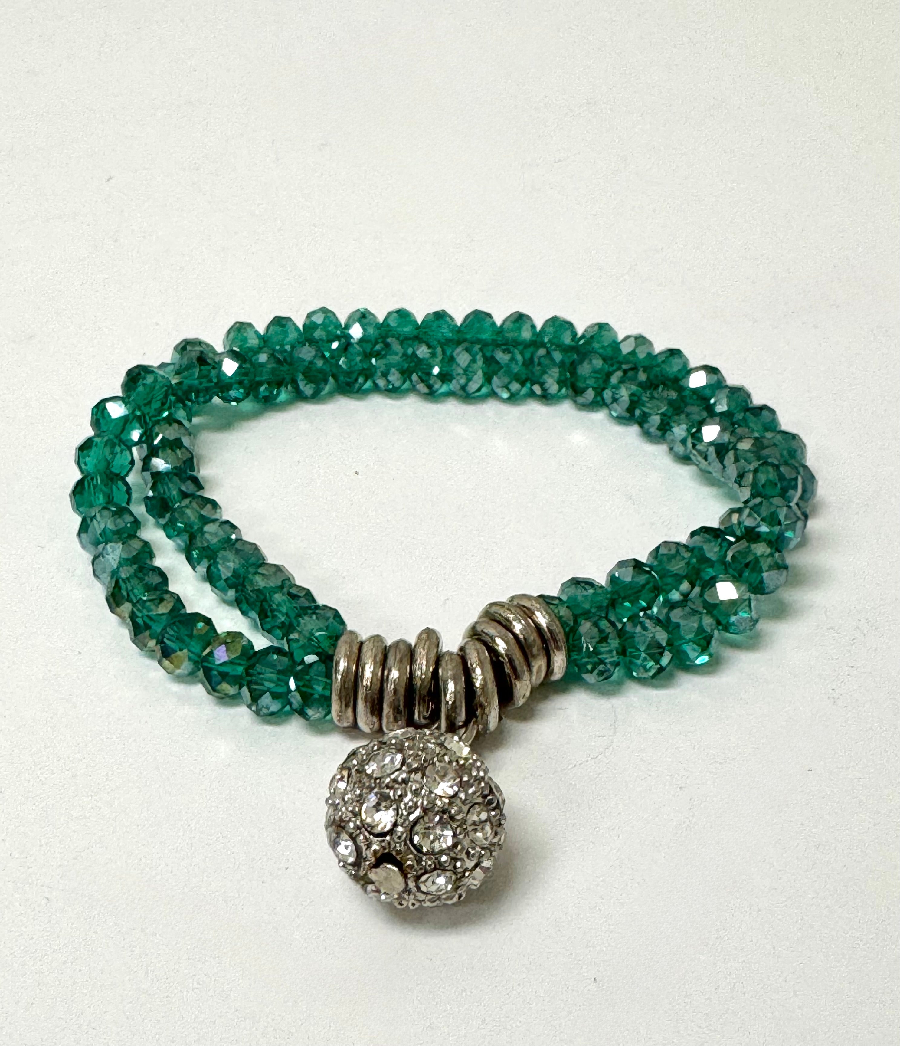 DEBORA CARLUCCI Double-strand Green Crystal Bracelet