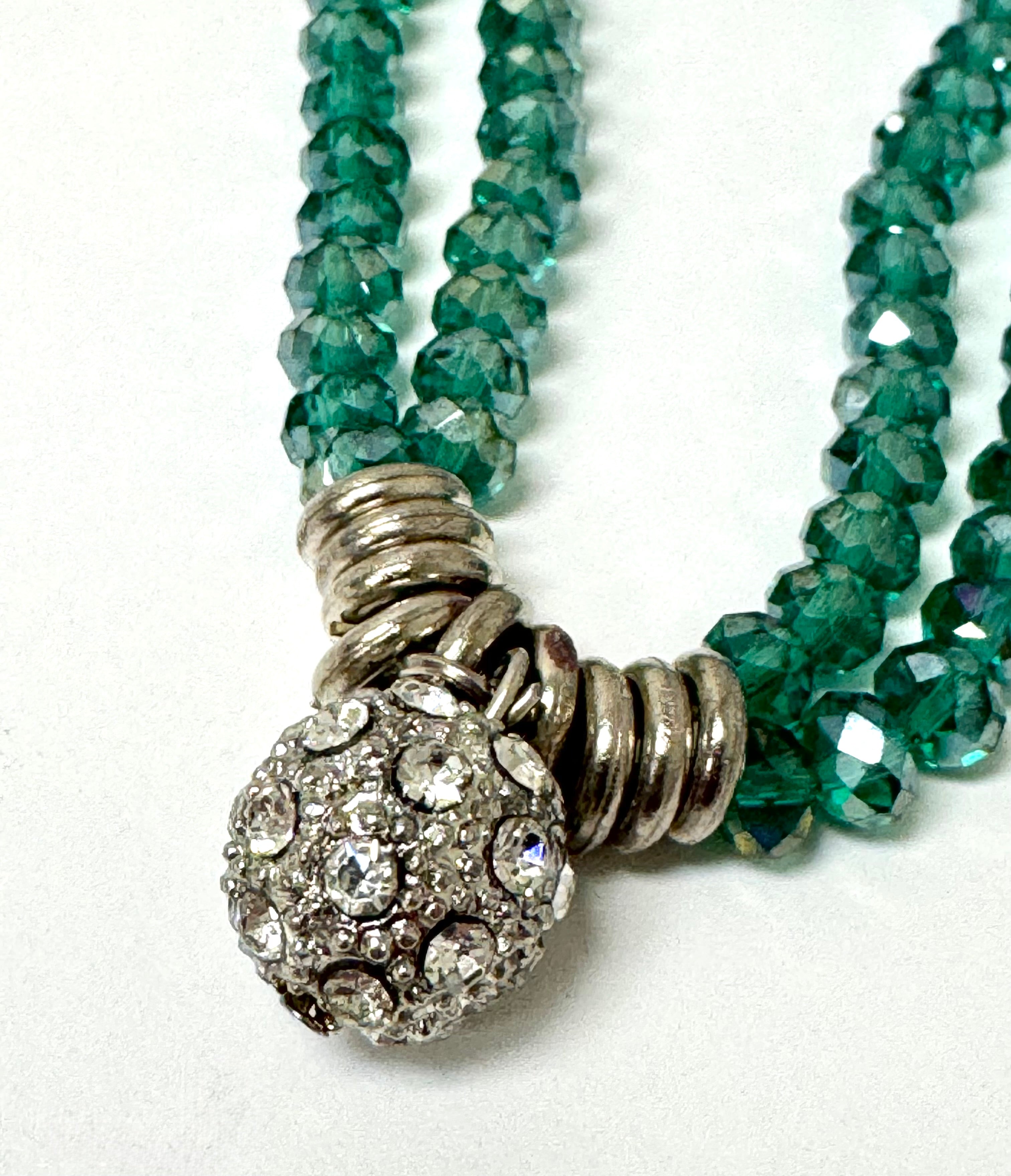 DEBORA CARLUCCI Double-strand Green Crystal Bracelet