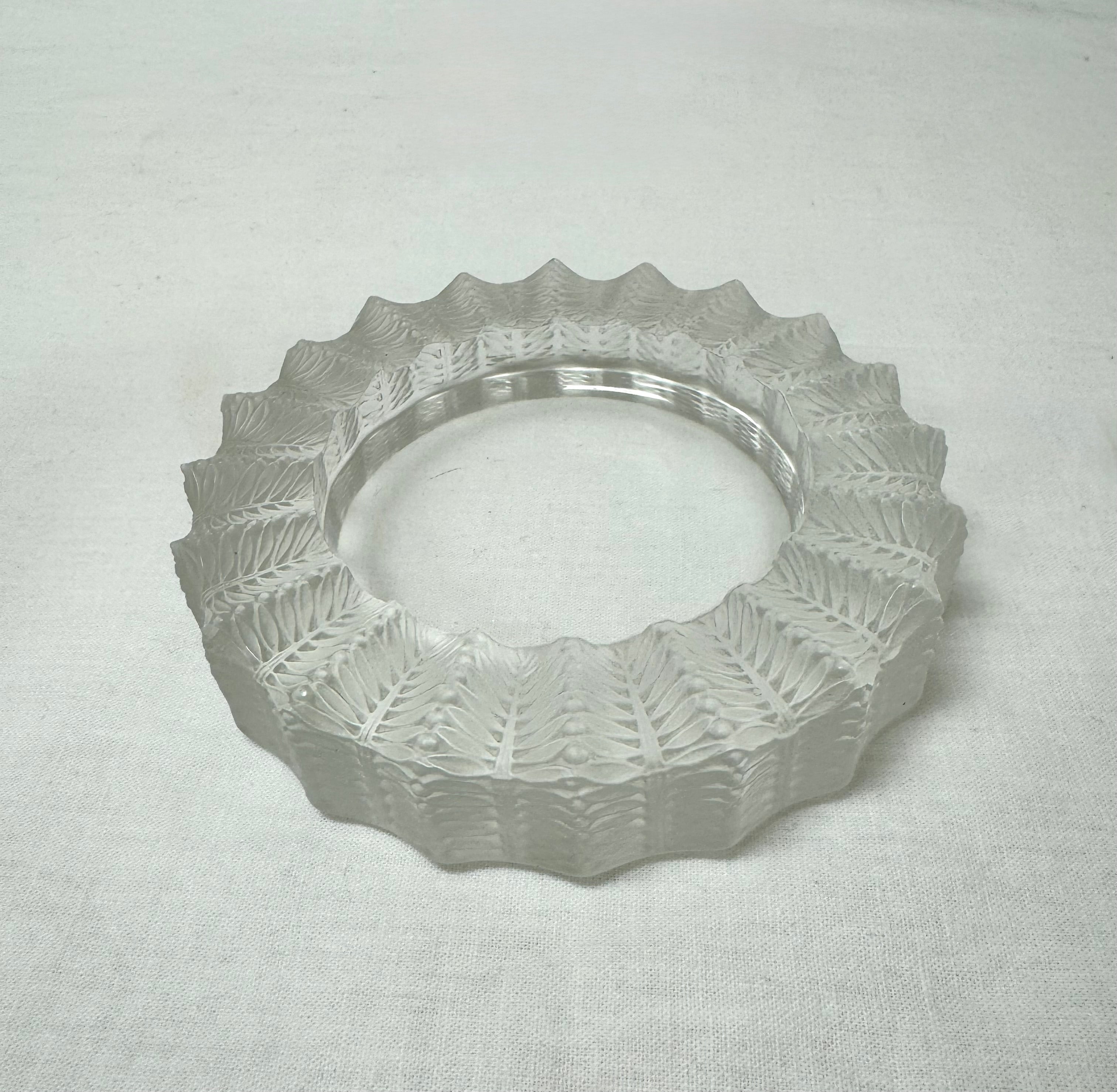 LALIQUE 'Jamaique' Crystal Ashtray/Pillar Candle Holder