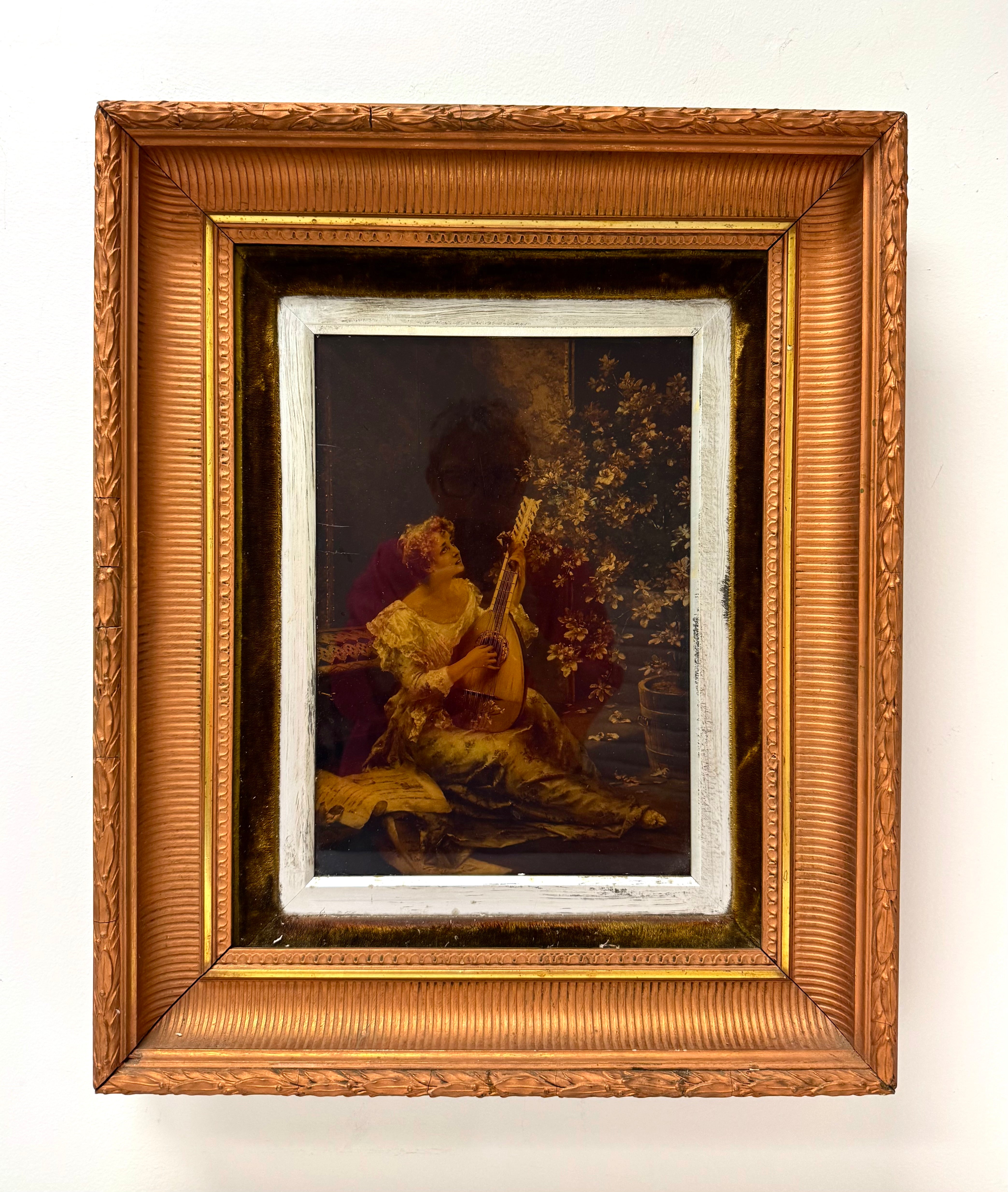 'The Lute Player' Antique Art Print