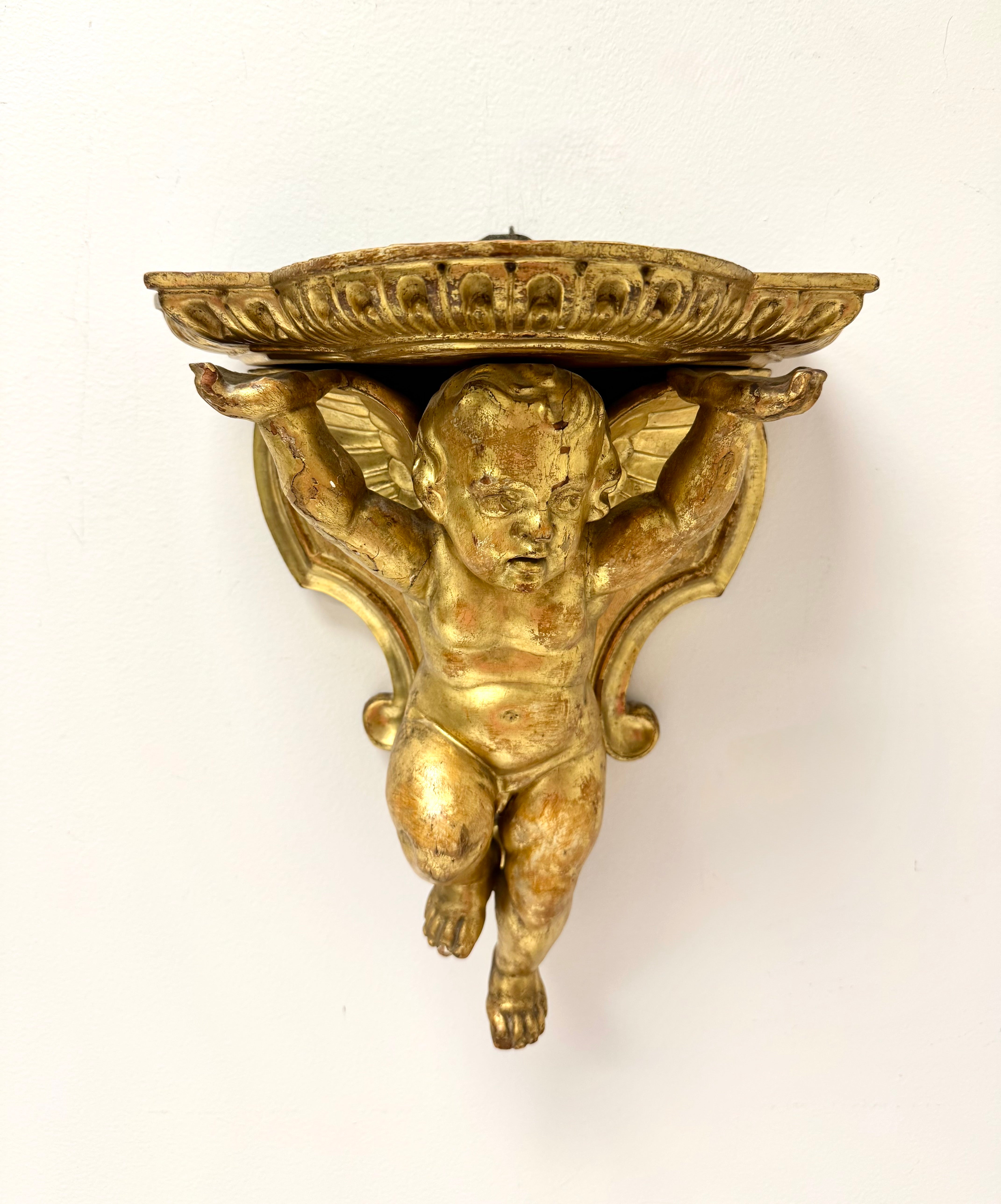 Vintage Gilded Cherub Wall Bracket