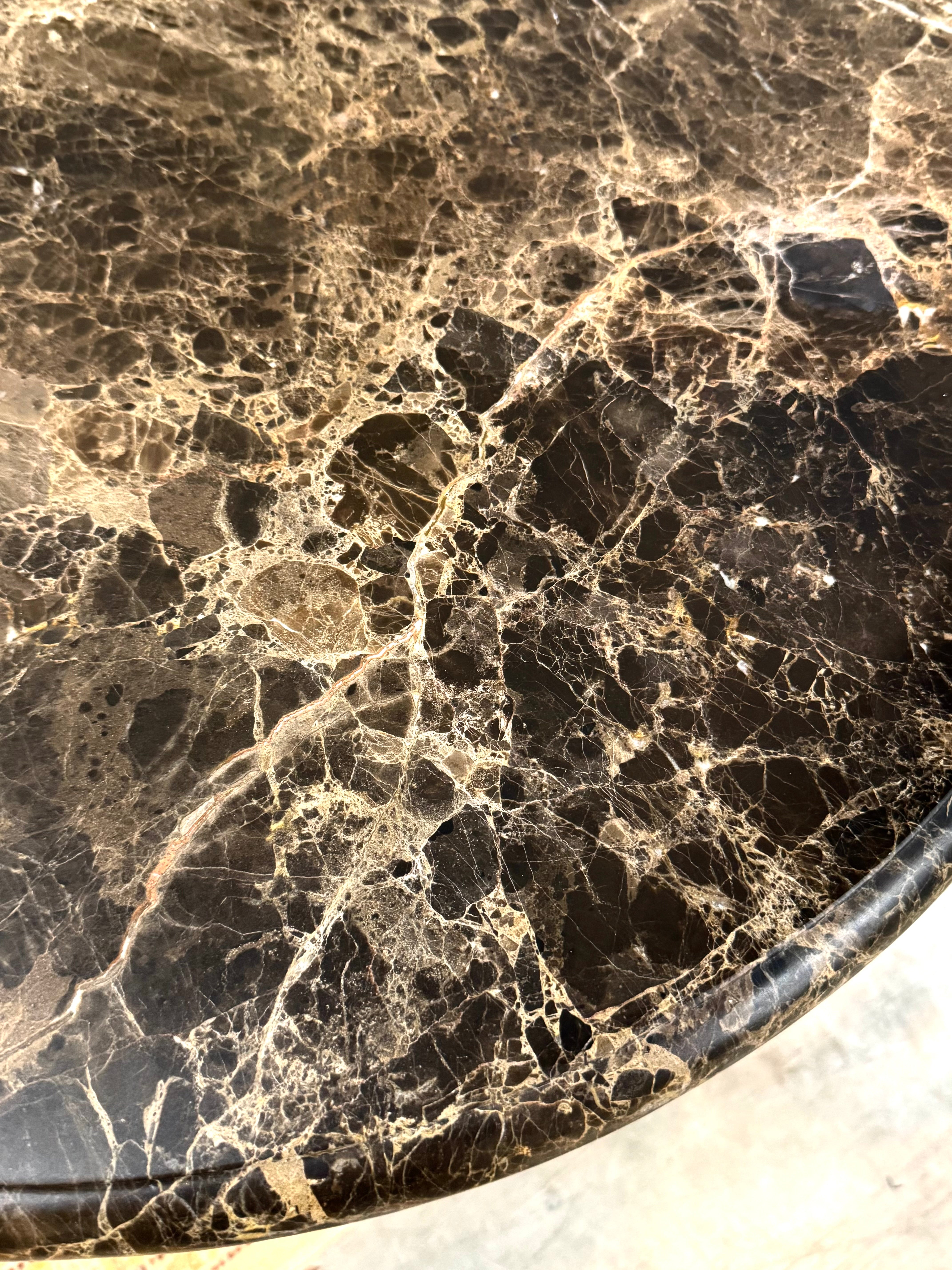 Drum Table with Brown Marble Top