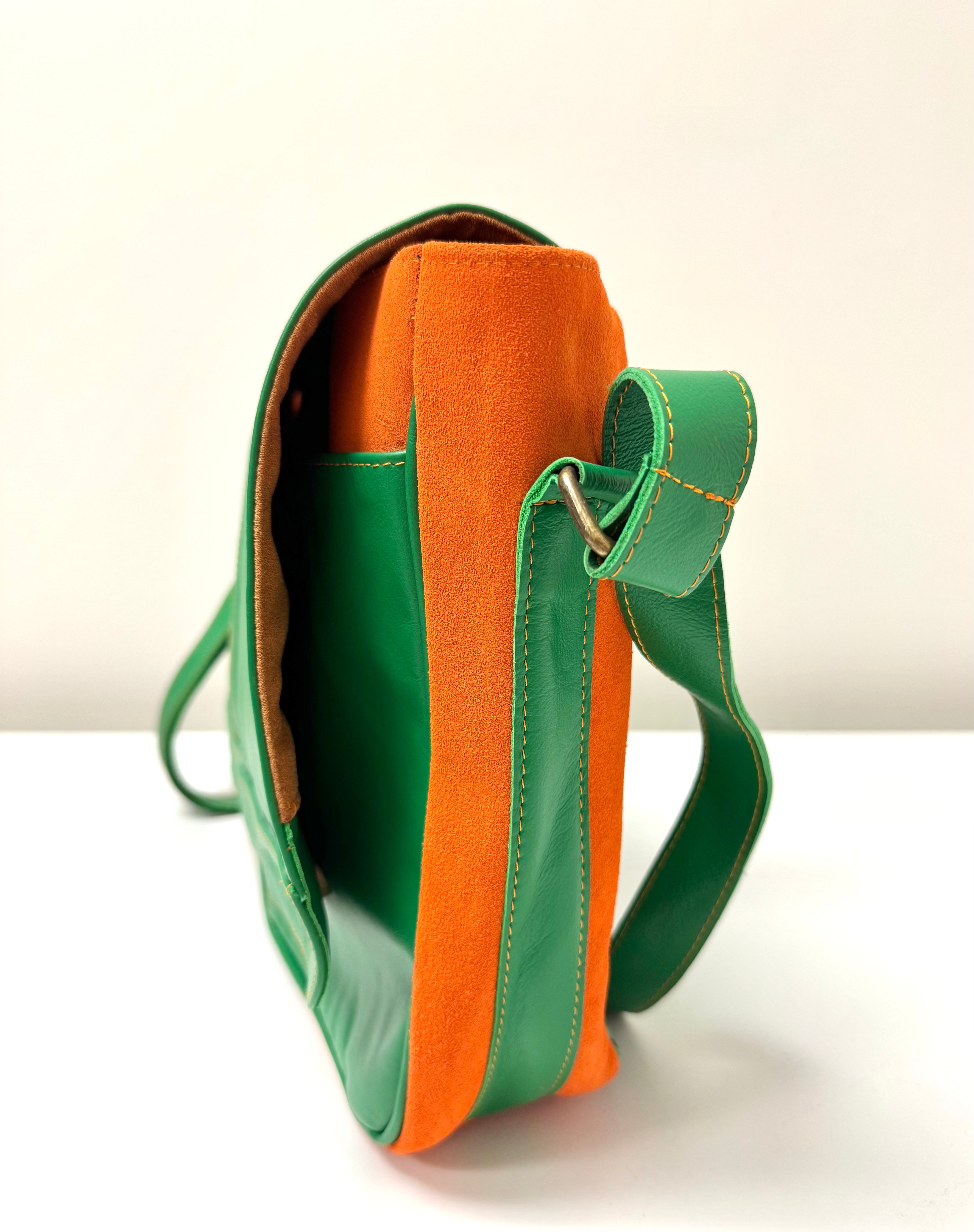 Green Leather Messenger Bag