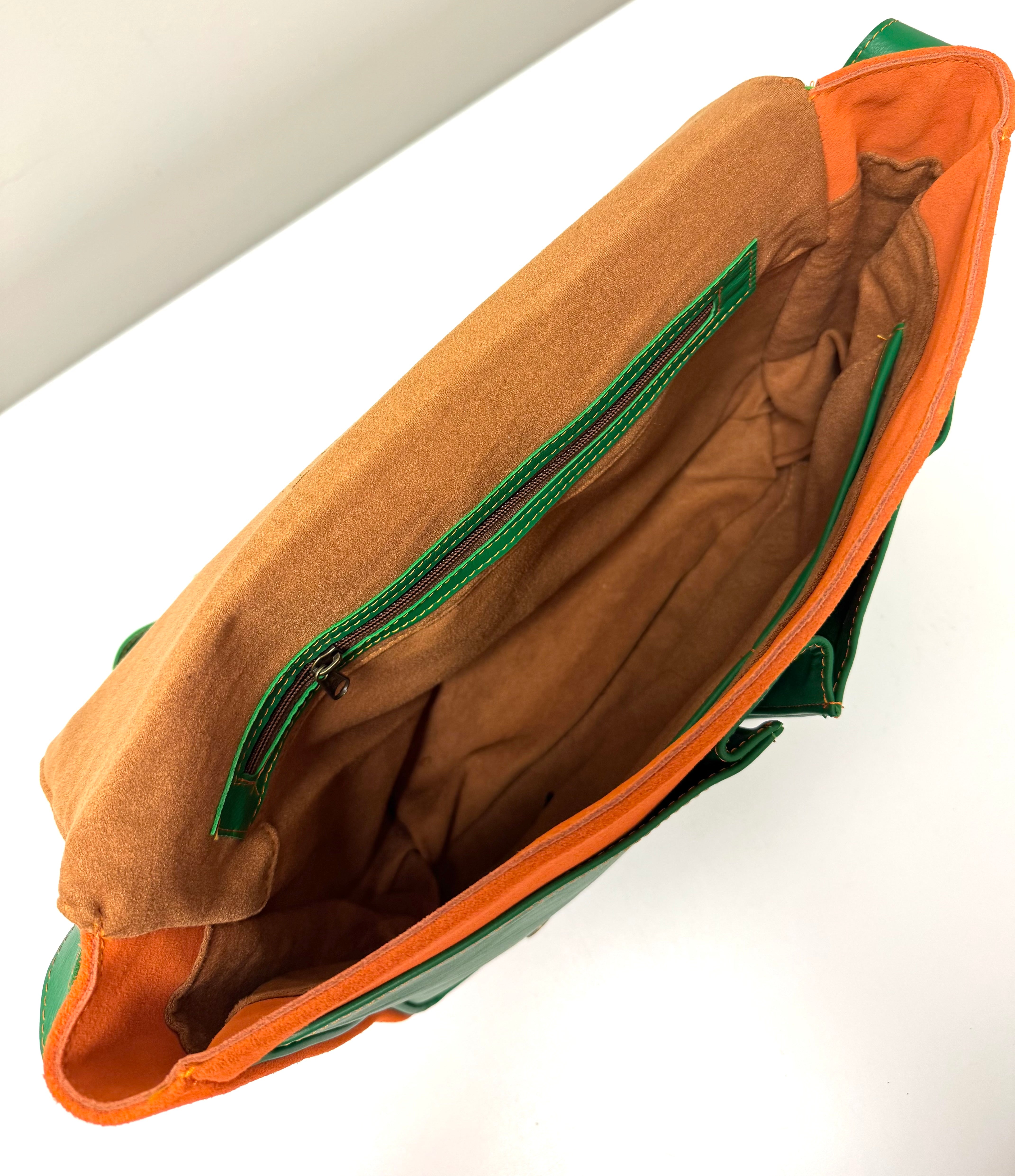 Green Leather Messenger Bag