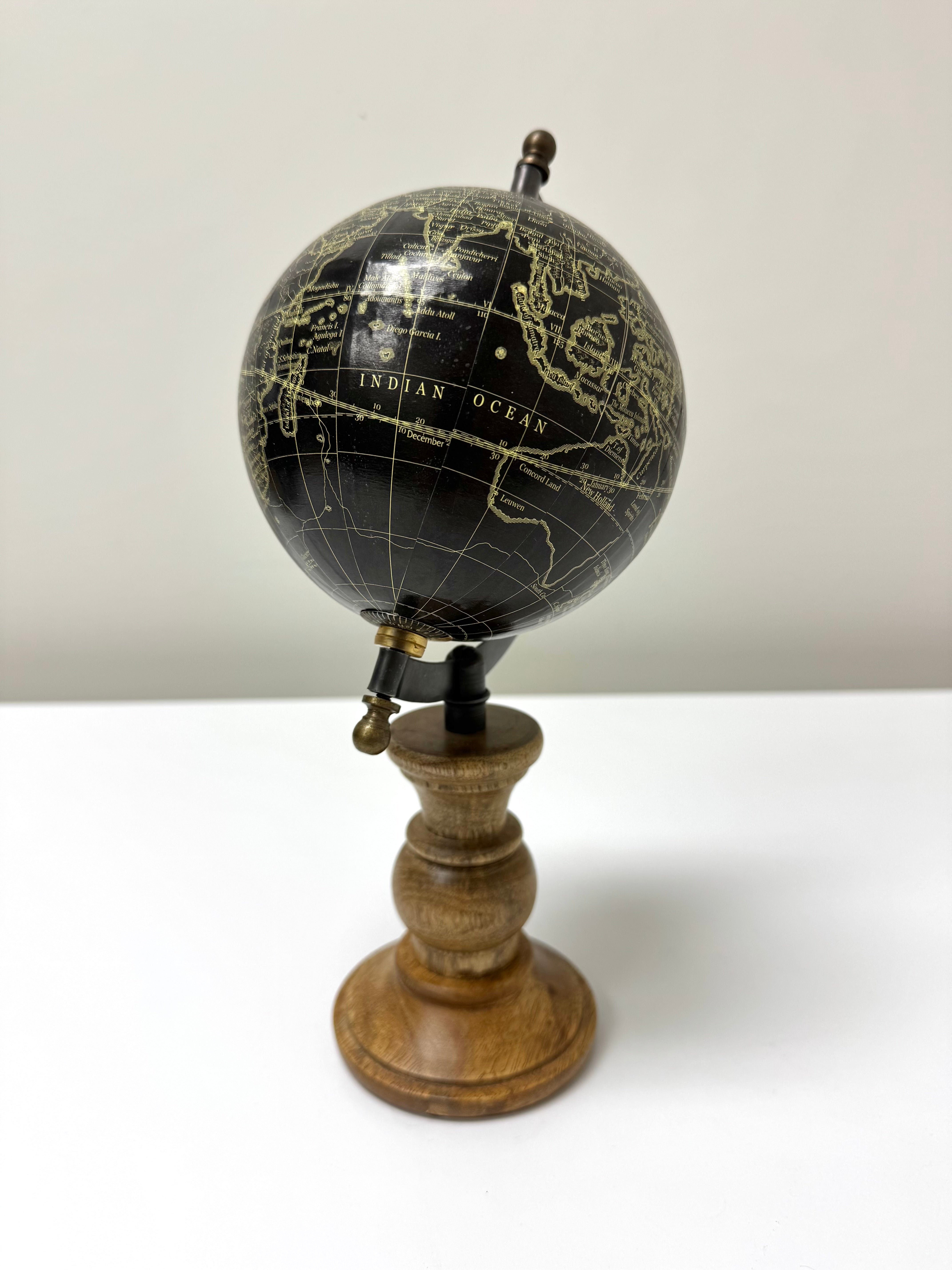 Old World Rotating Black Desk Globe