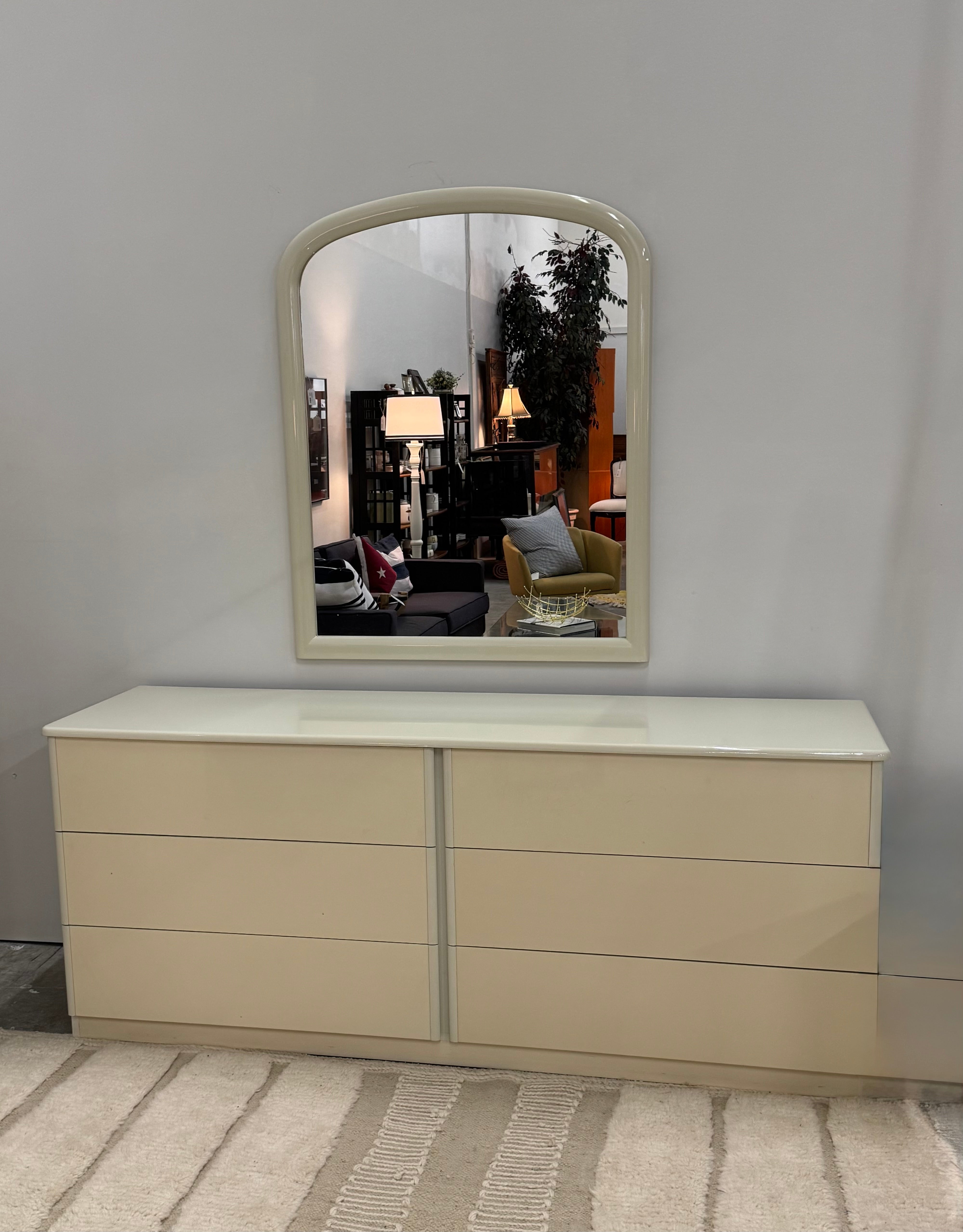 Vintage MCM Ivory Lacquer Dresser