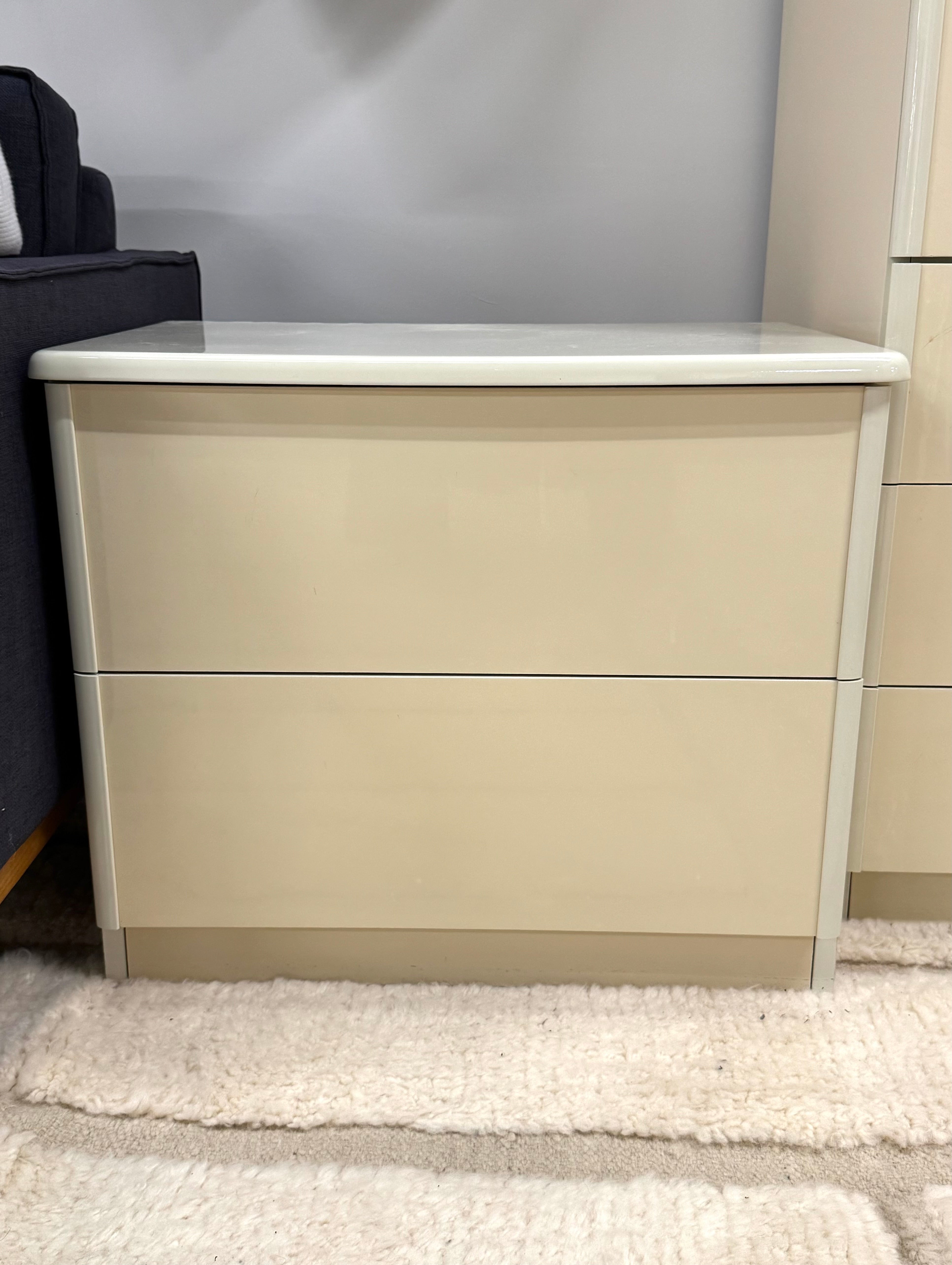 Vintage Ivory Lacquer Nightstand (24-1/2"W x 16"D)