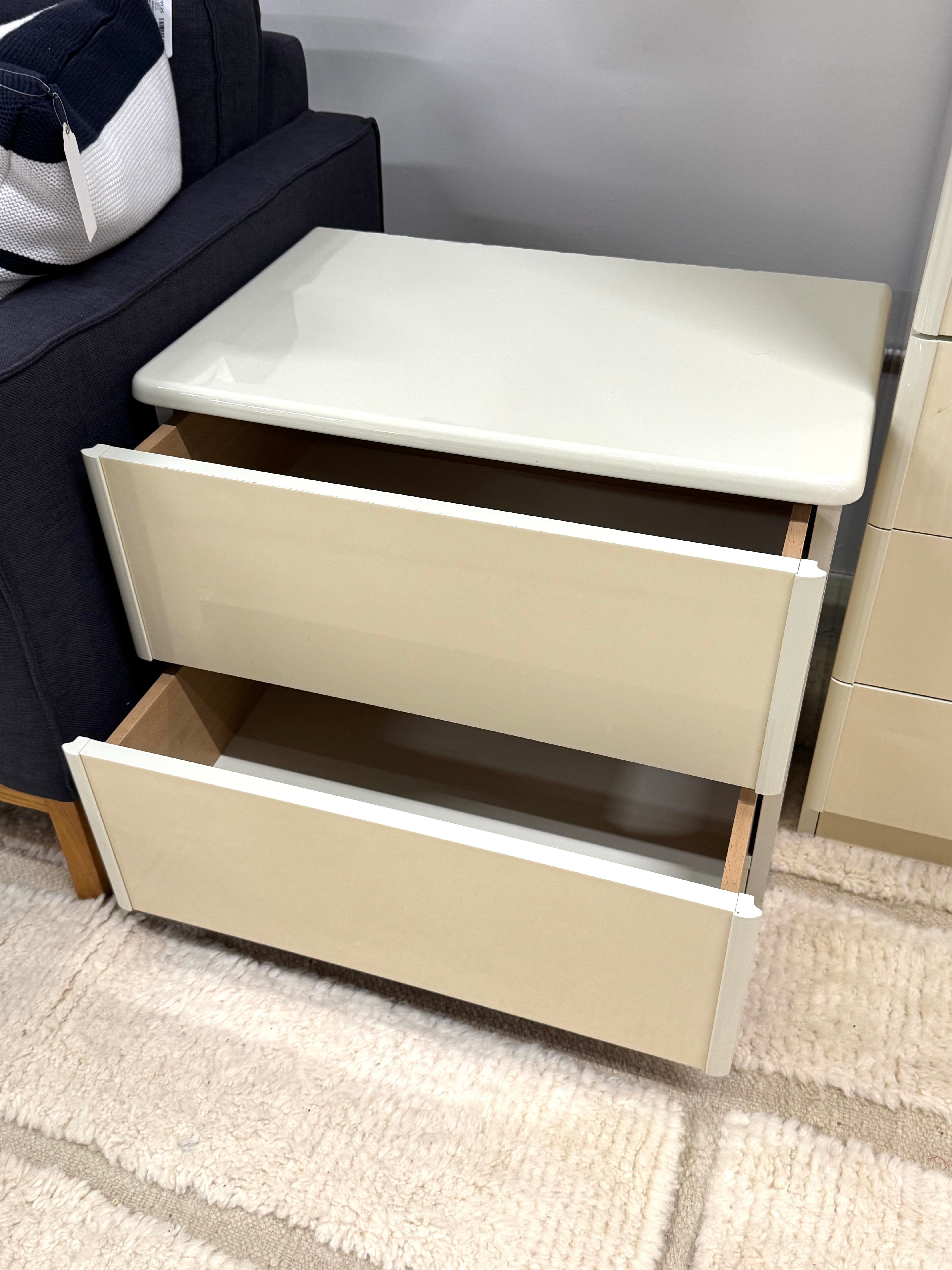 Vintage Ivory Lacquer Nightstand (24-1/2"W x 16"D)