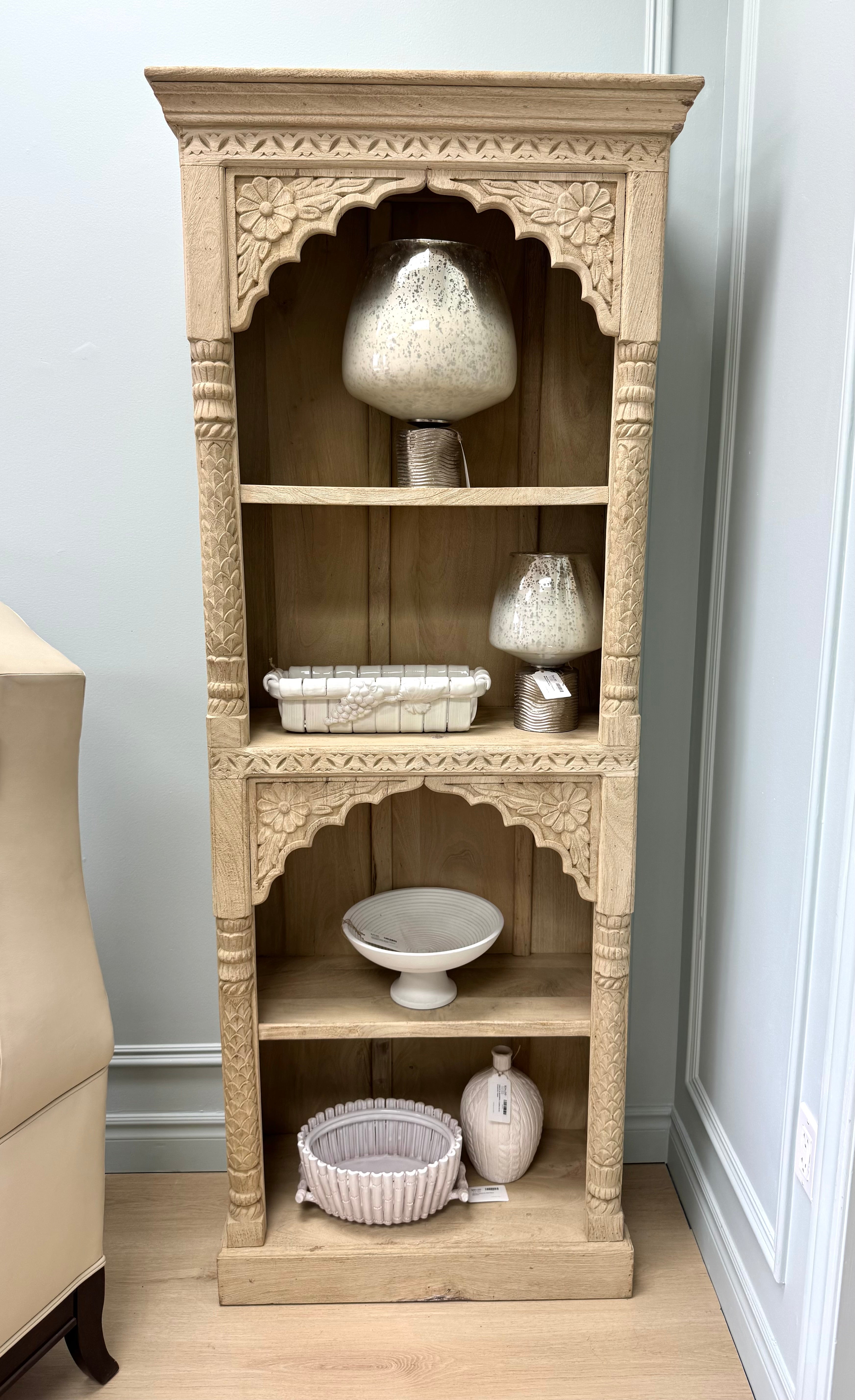 Hand-carved Natural Wood Shelf