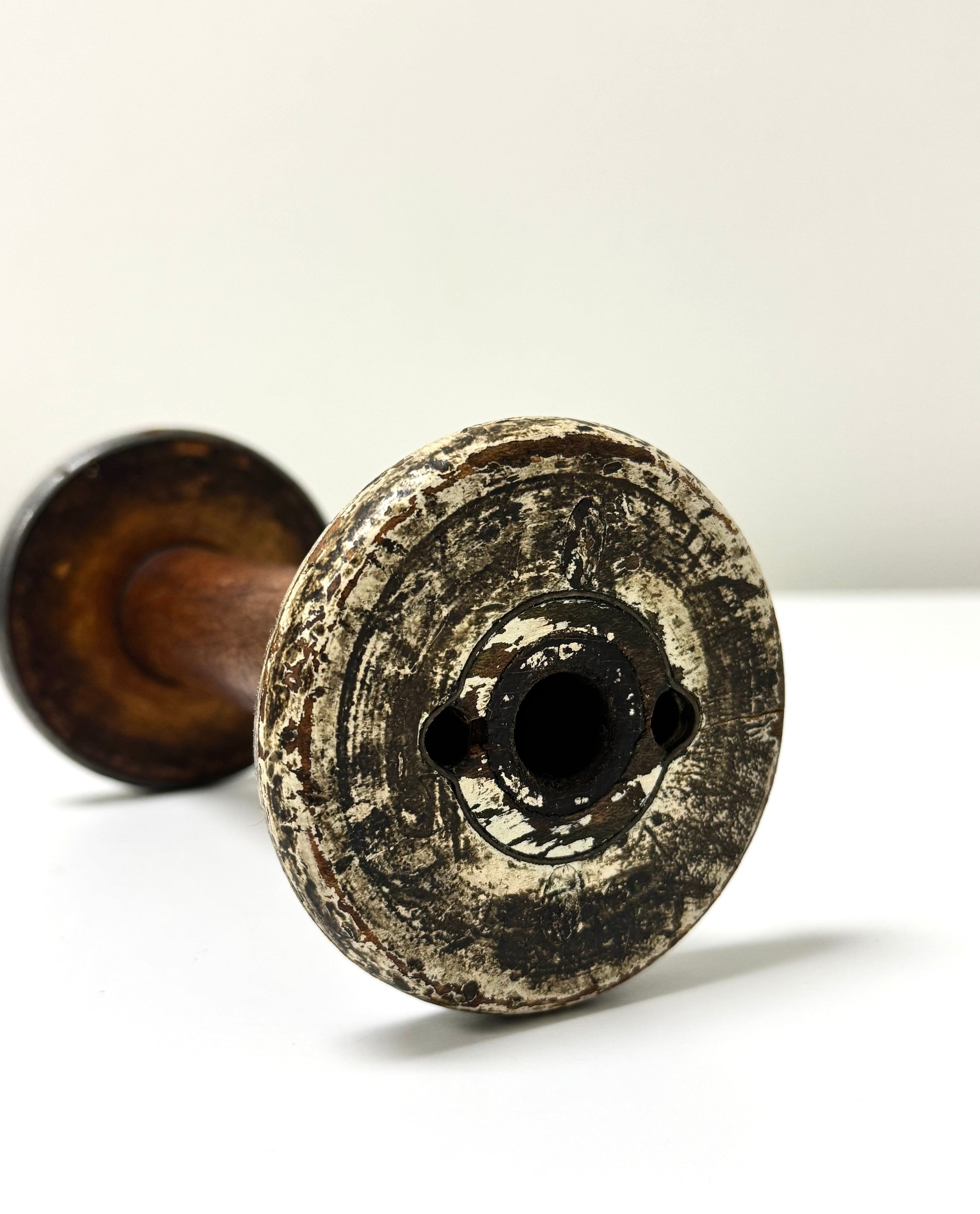 Vintage Wooden Industrial Textile Spool